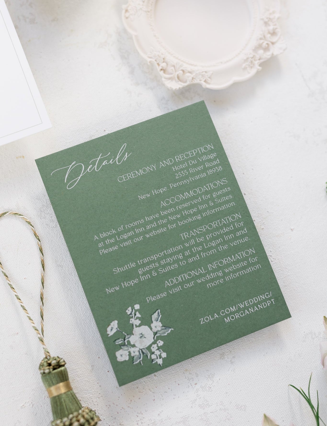 What should I include on my wedding details card?