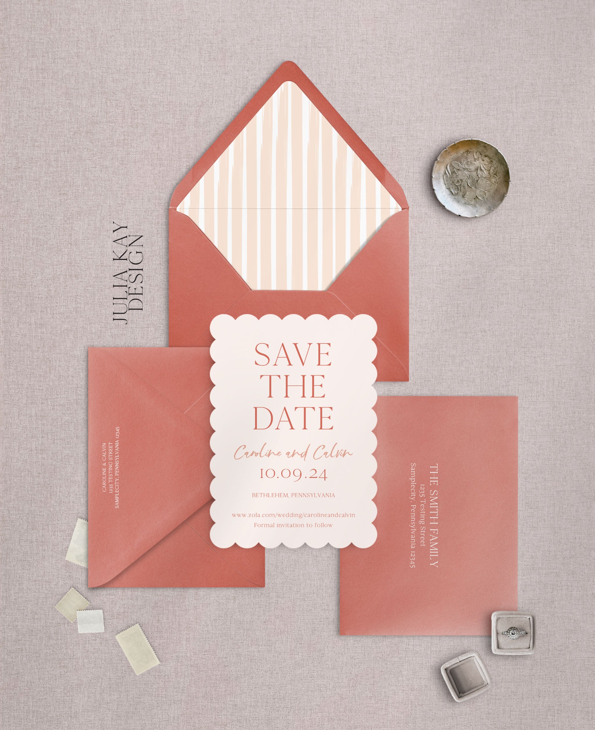 Feminine Terracotta Save the Dates