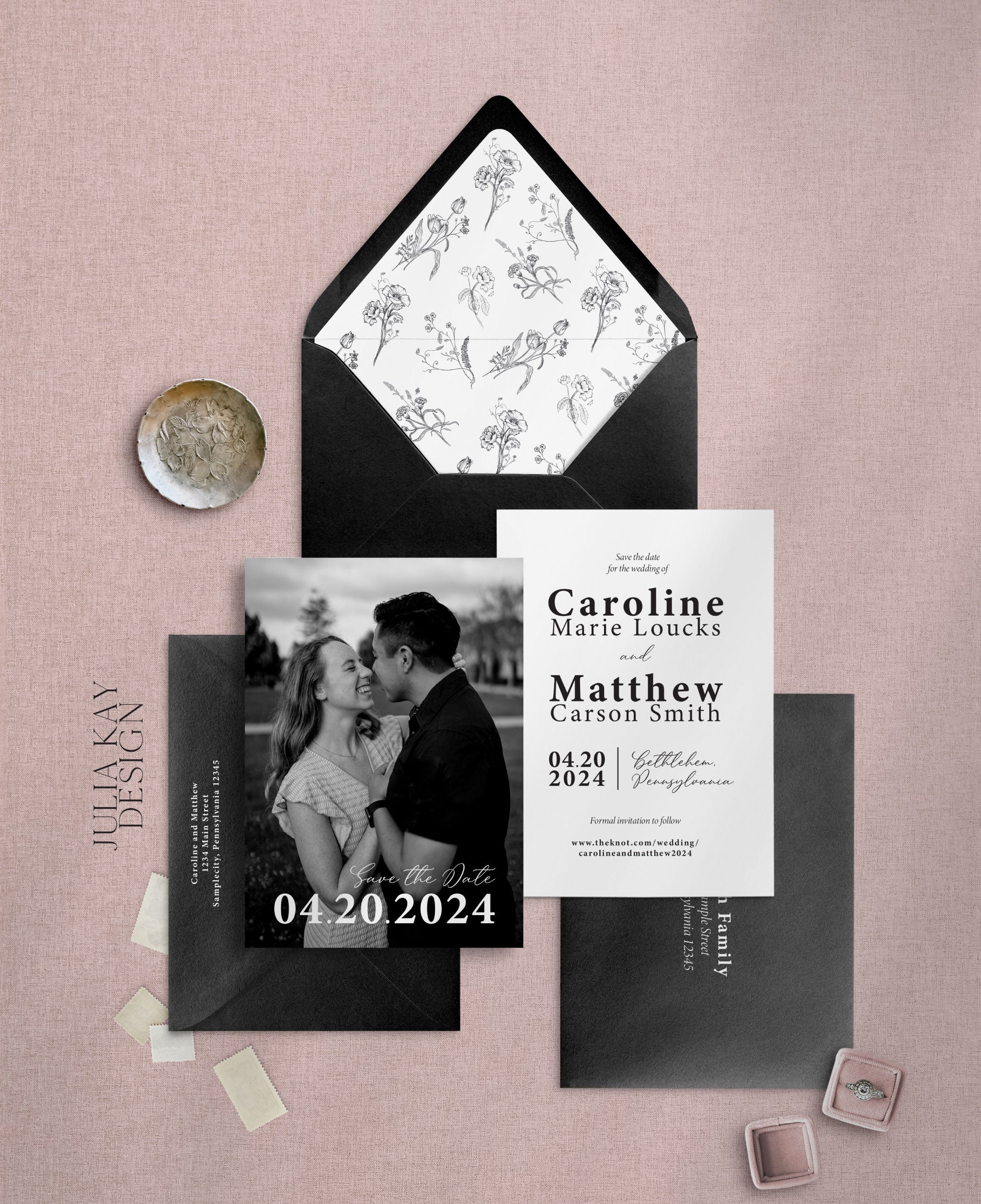 Chic Black and White Save the Dates