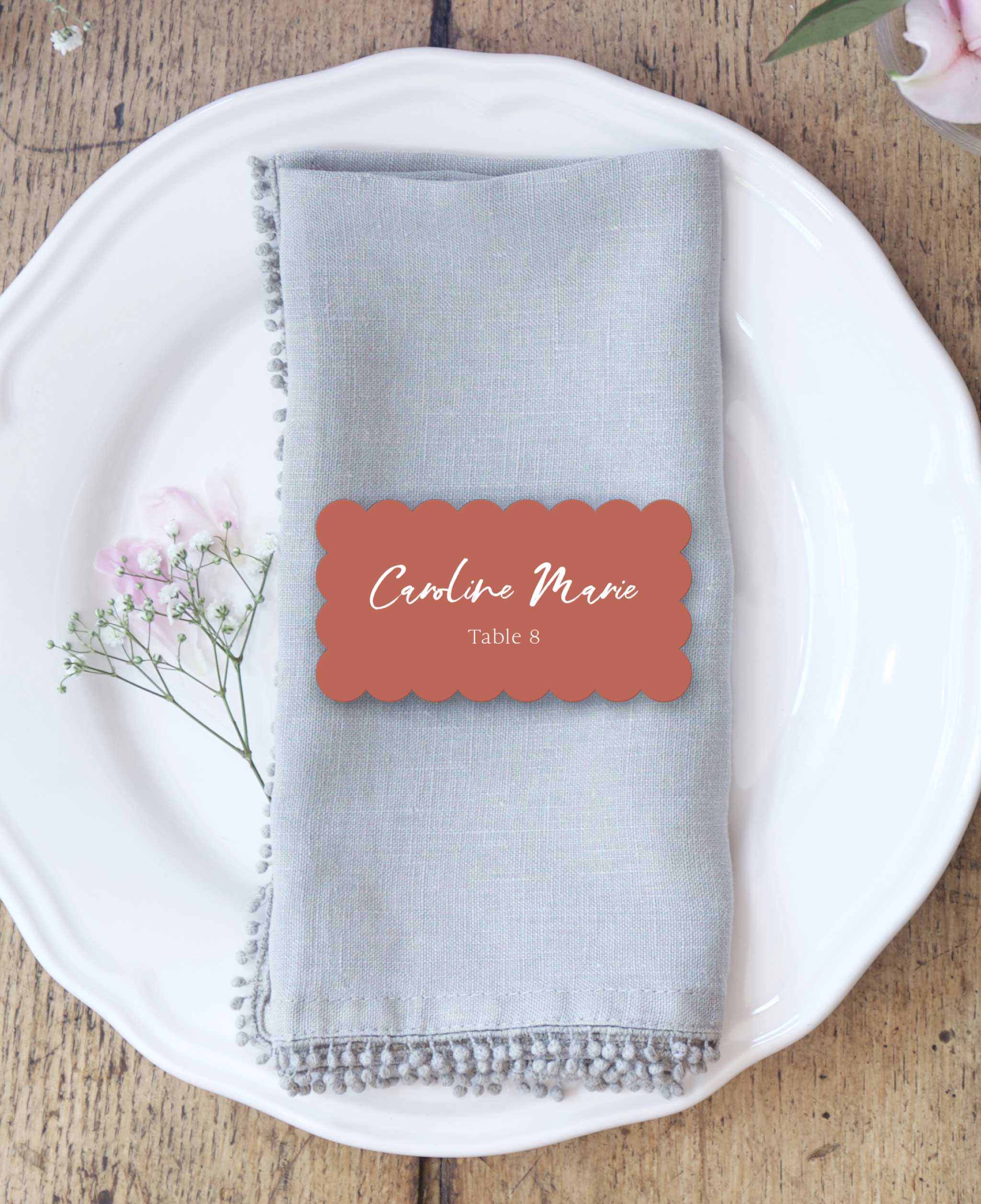 Feminine Terracotta Wedding Escort Cards