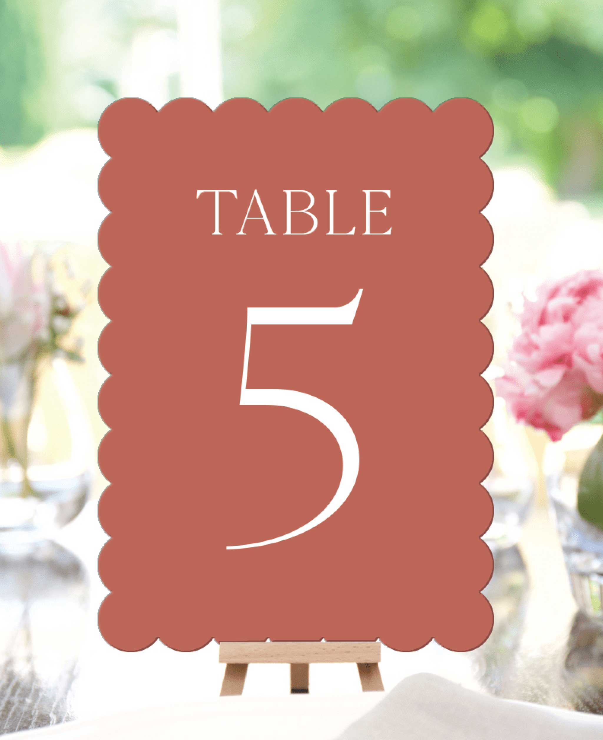 Feminine Terracotta Wedding Table Numbers