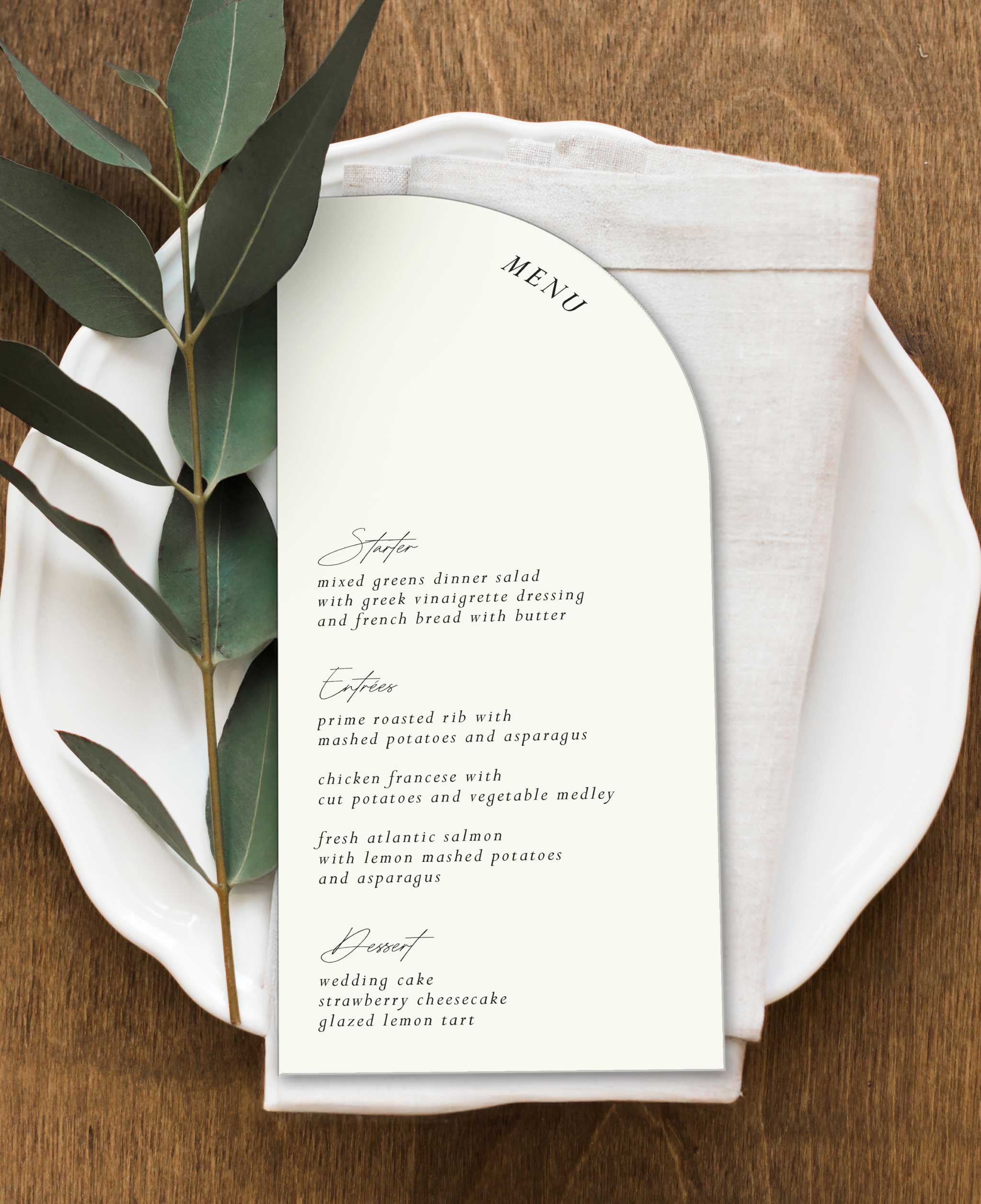 Modern Stack Wedding Dinner Menu