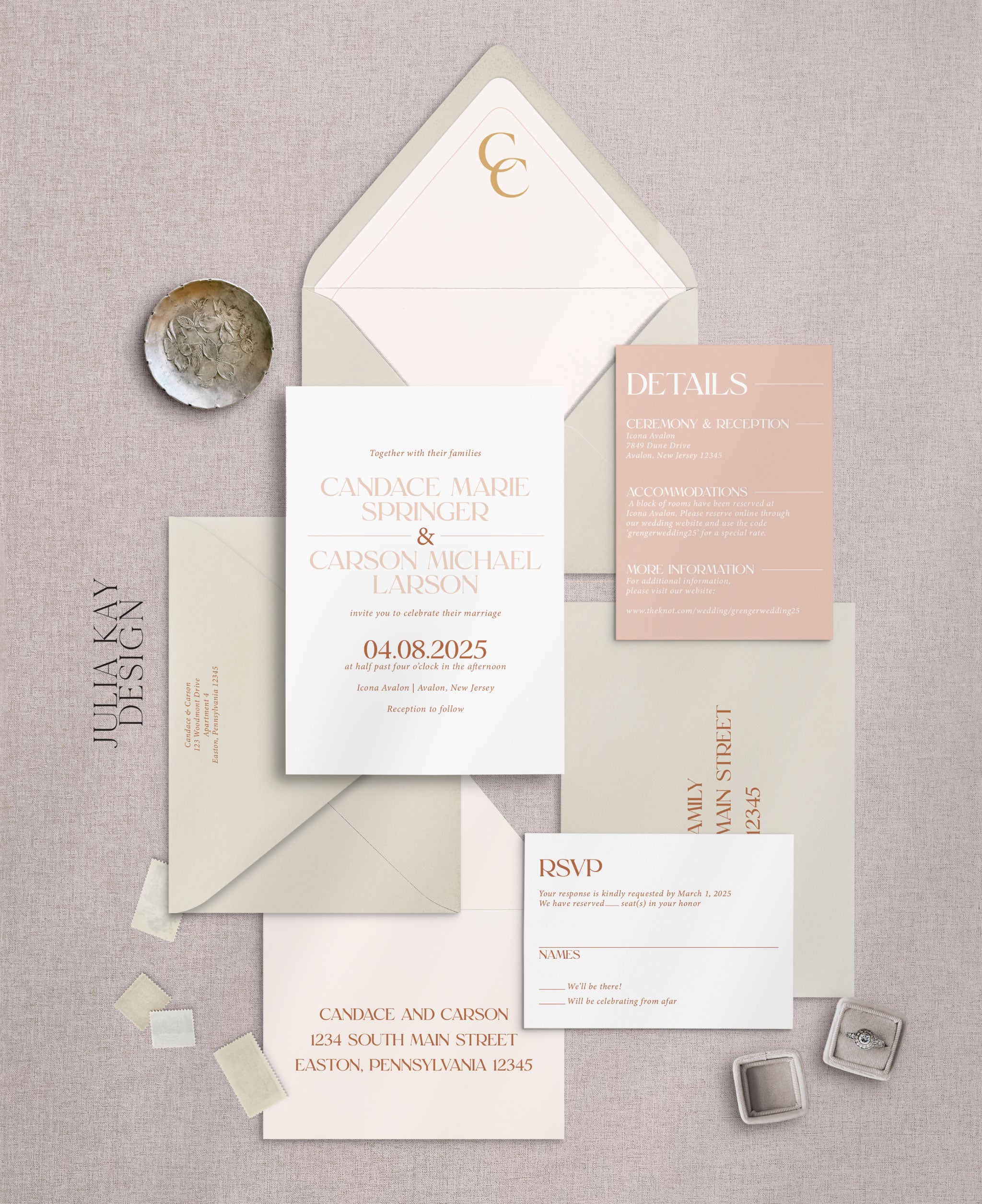 Rusty Peach Wedding Invitation Set