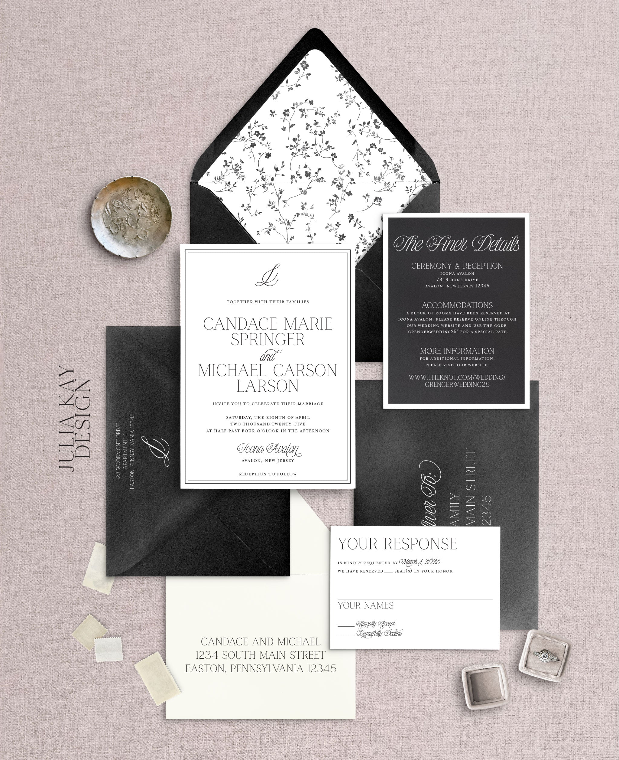 Slate and Silk Wedding Invitation Set