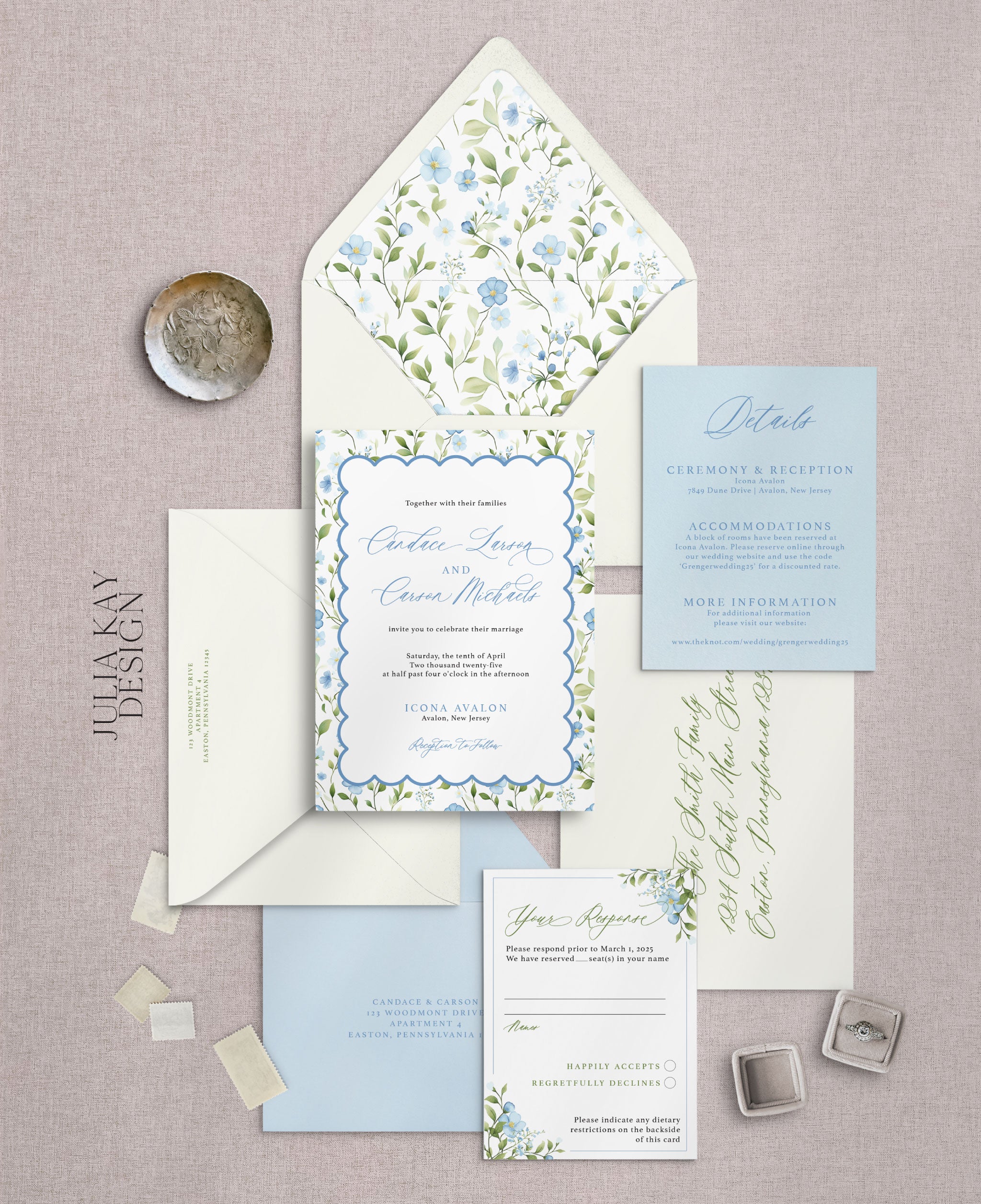 Spring Scalloped Wedding Invitation Set