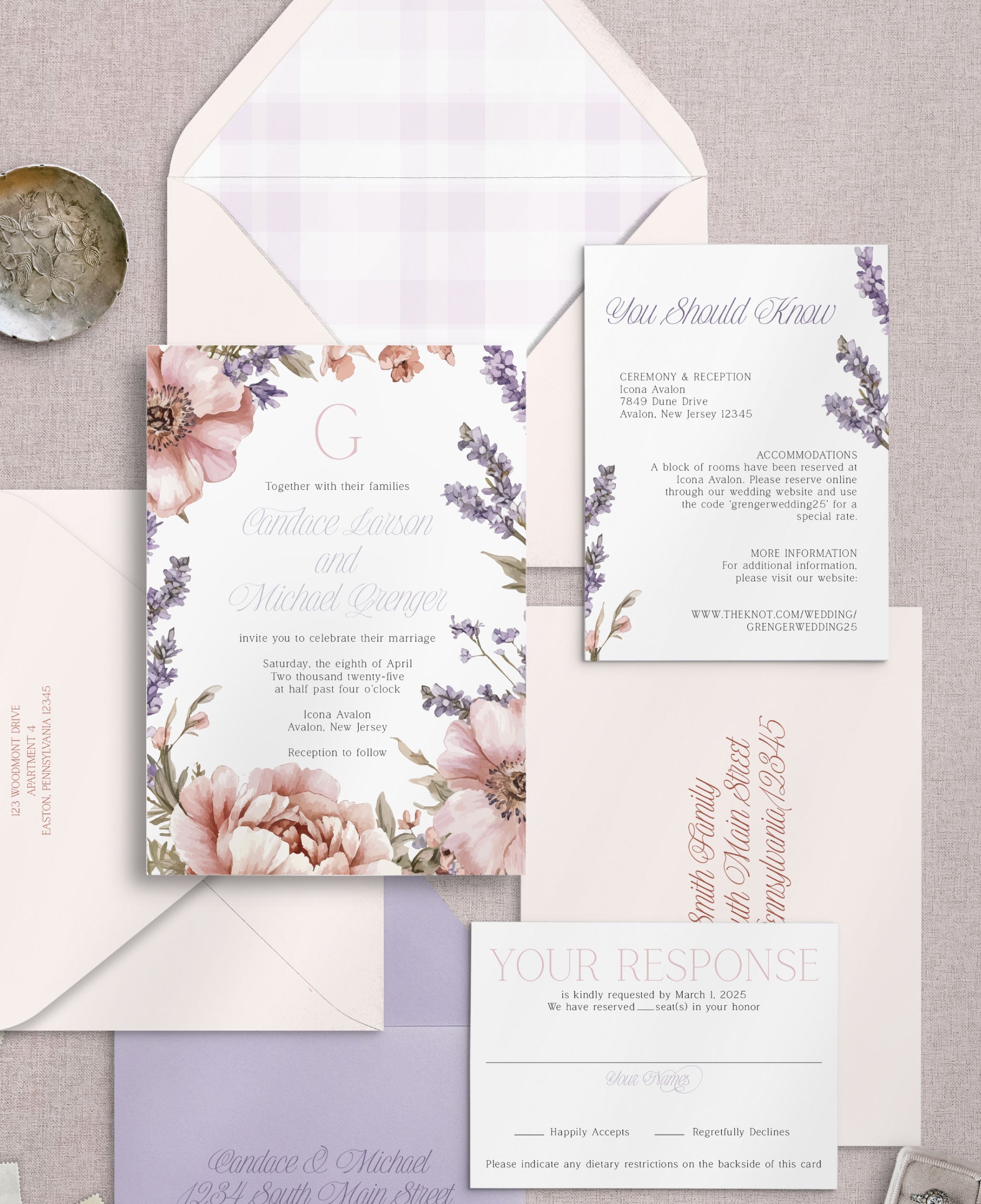 French Gardens Wedding Invitation Set