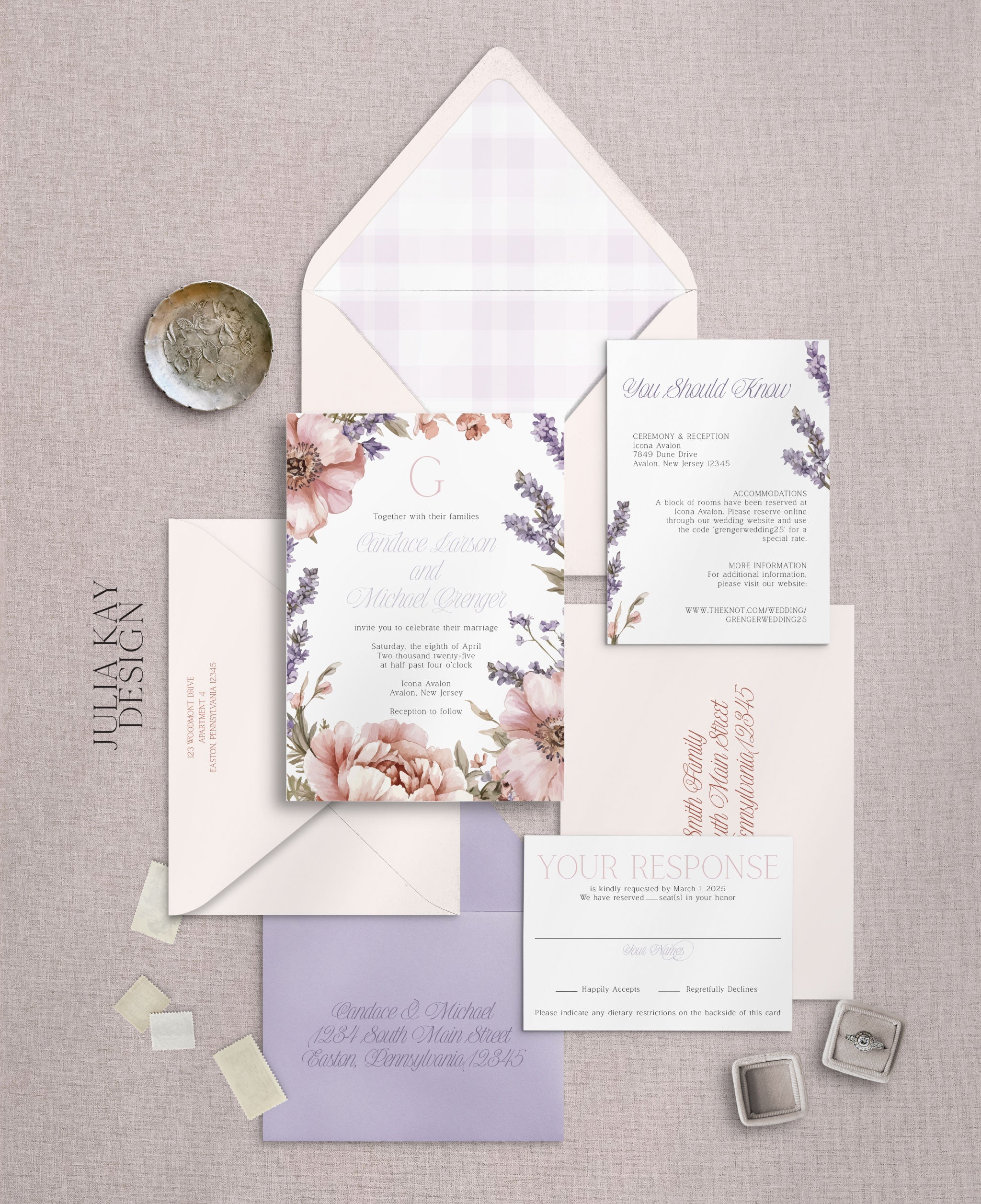 French Gardens Wedding Invitation Set