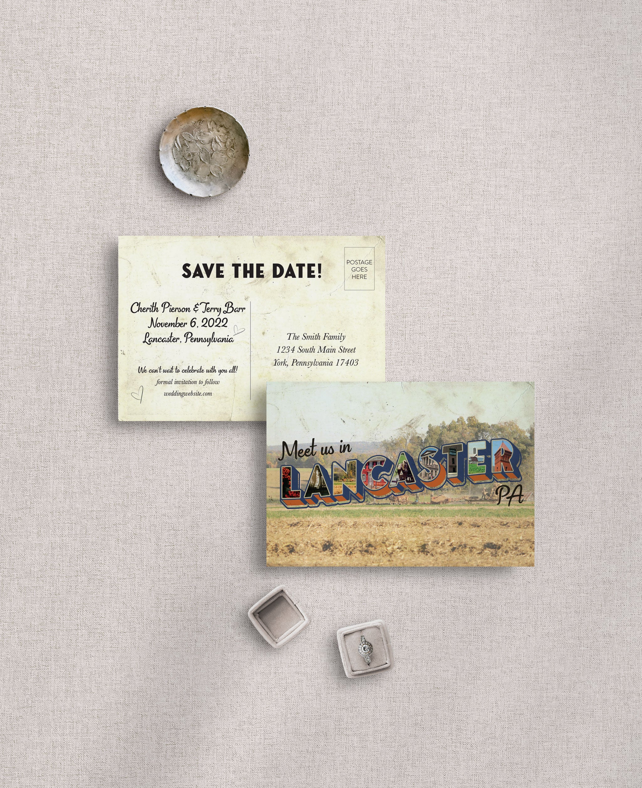 Vintage City Postcard Save the Date