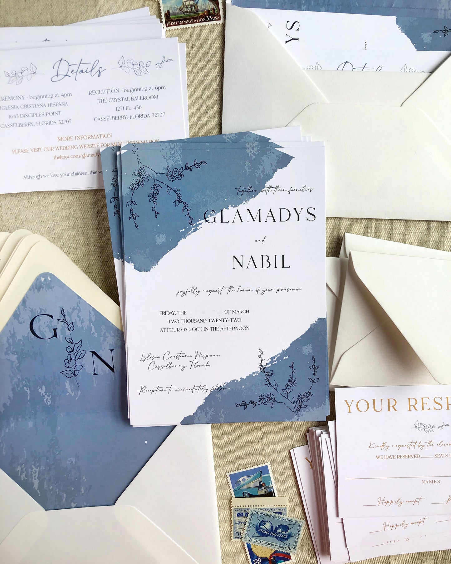Blush Watercolor Wedding Invitation Set