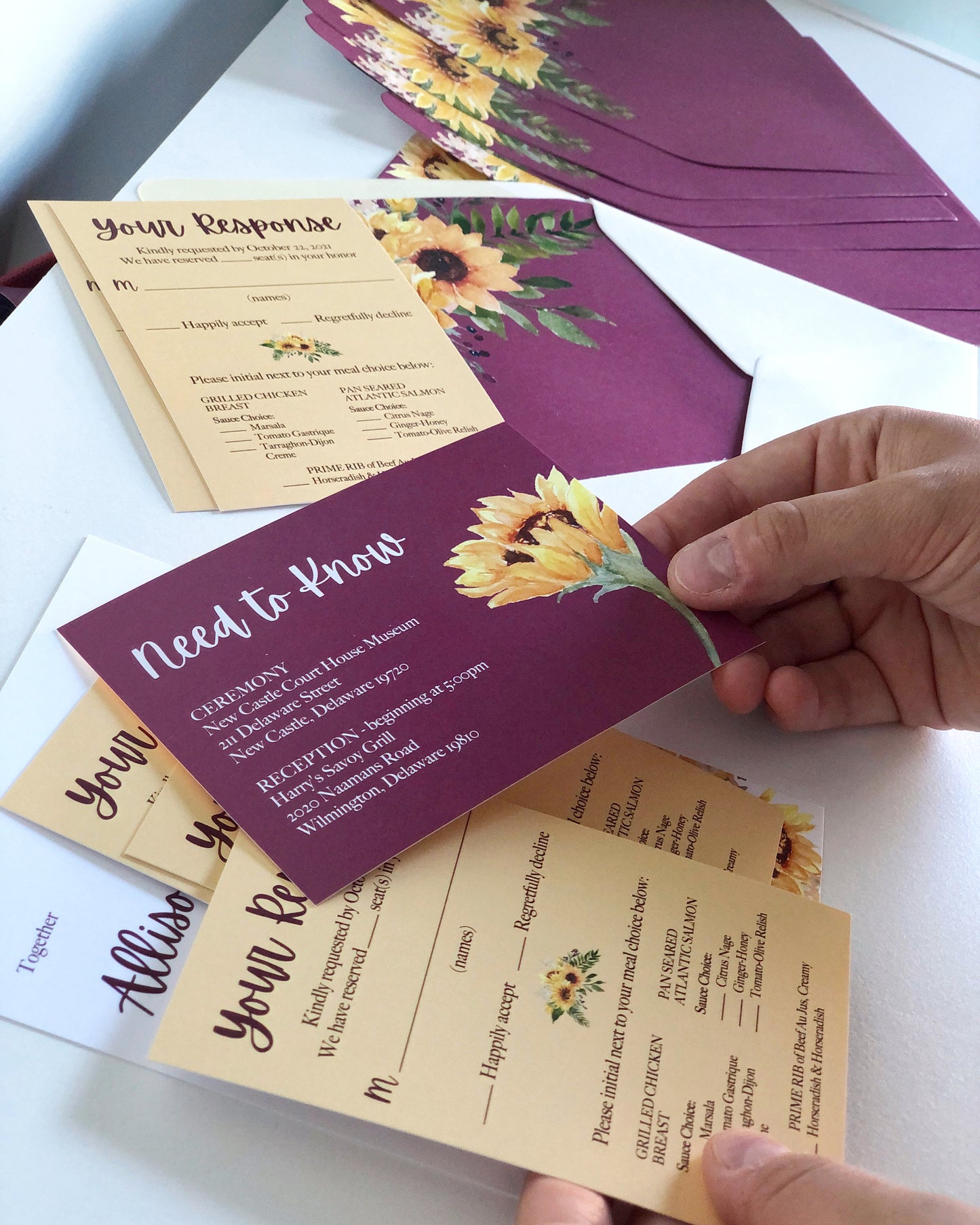 Bold Sunflower Wedding Invitation Set