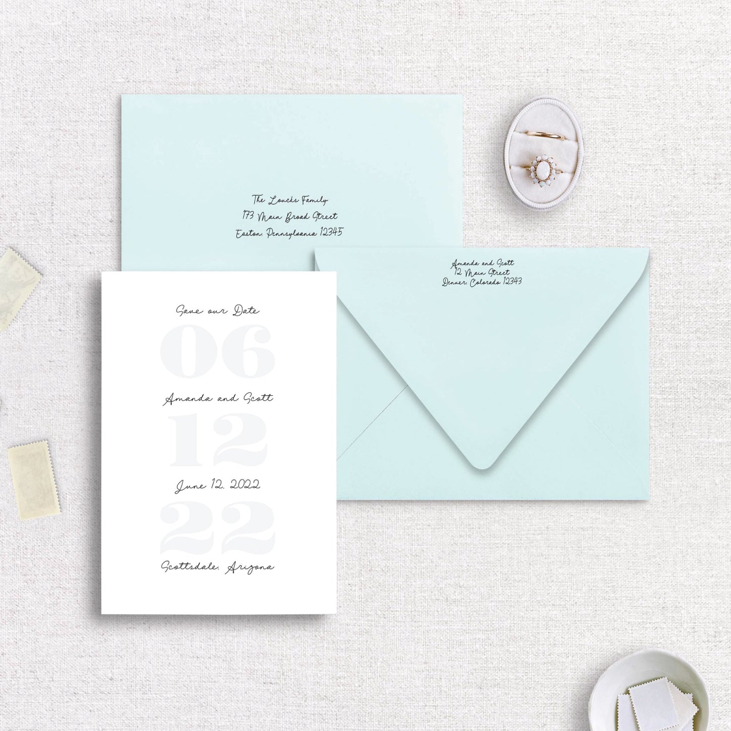 Modern Retro Save the Date Set