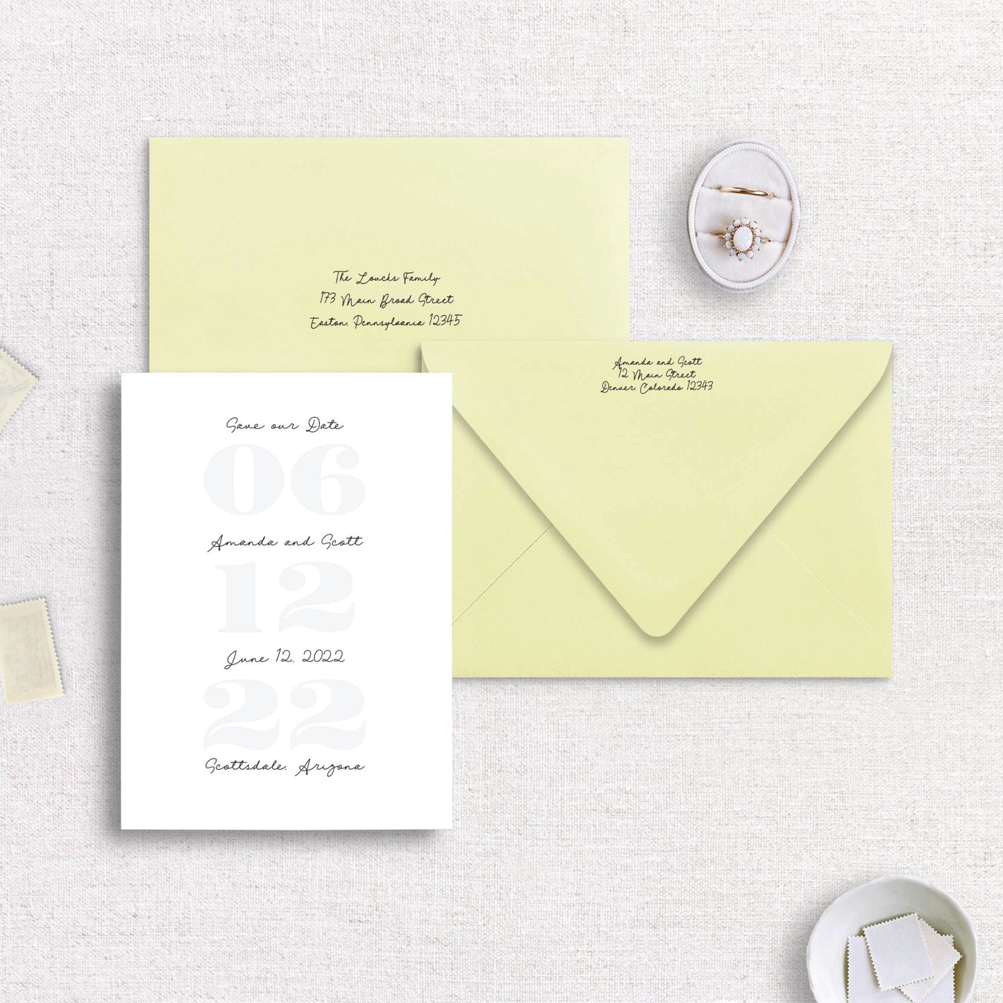 Modern Retro Save the Date Set