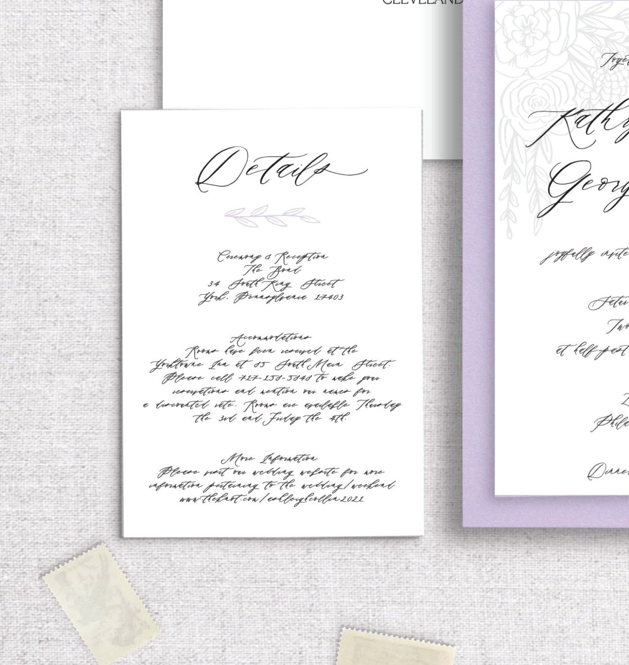 Muted Florals Double Layer & Wax Seal Wedding Invitation Set