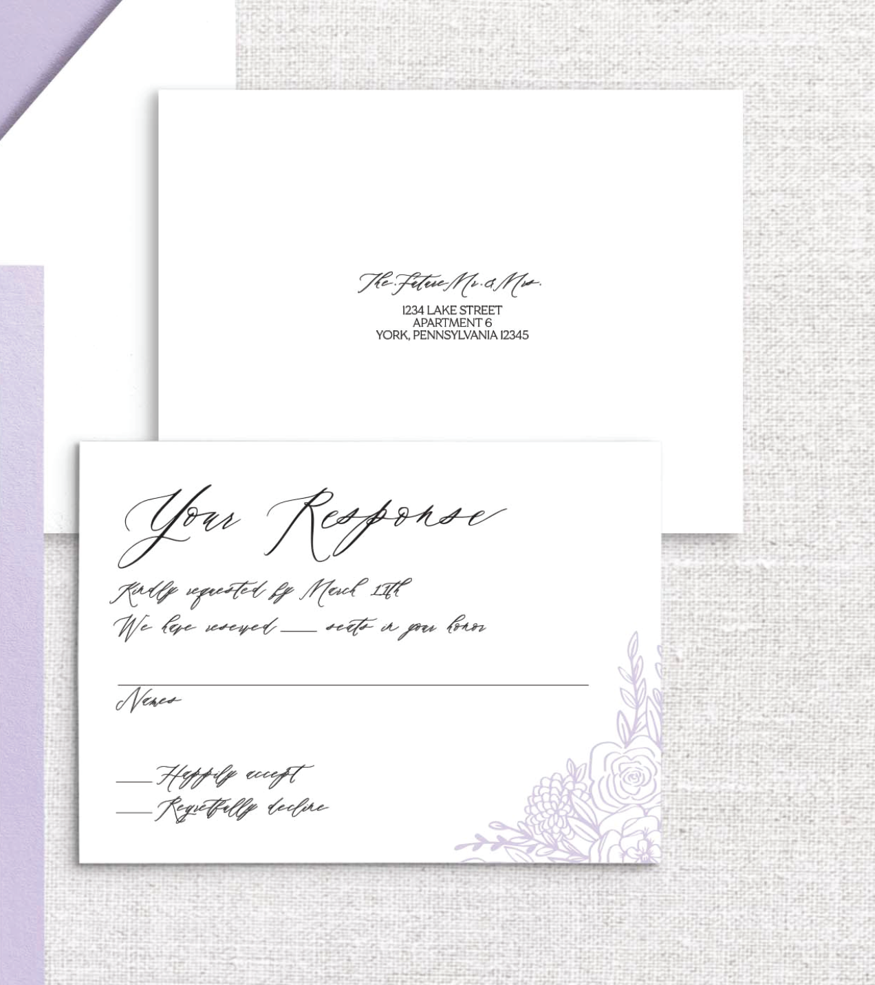 Muted Florals Double Layer & Wax Seal Wedding Invitation Set