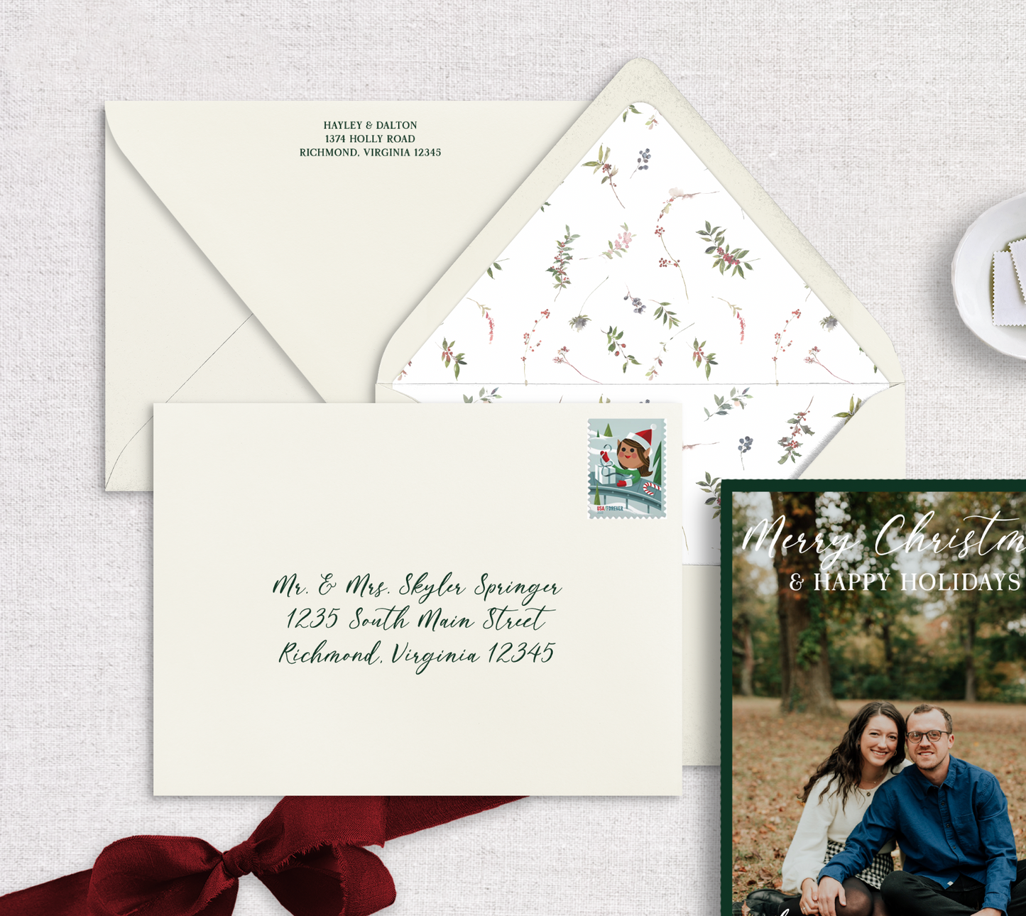 Classic Green Photo Holiday Card Kit