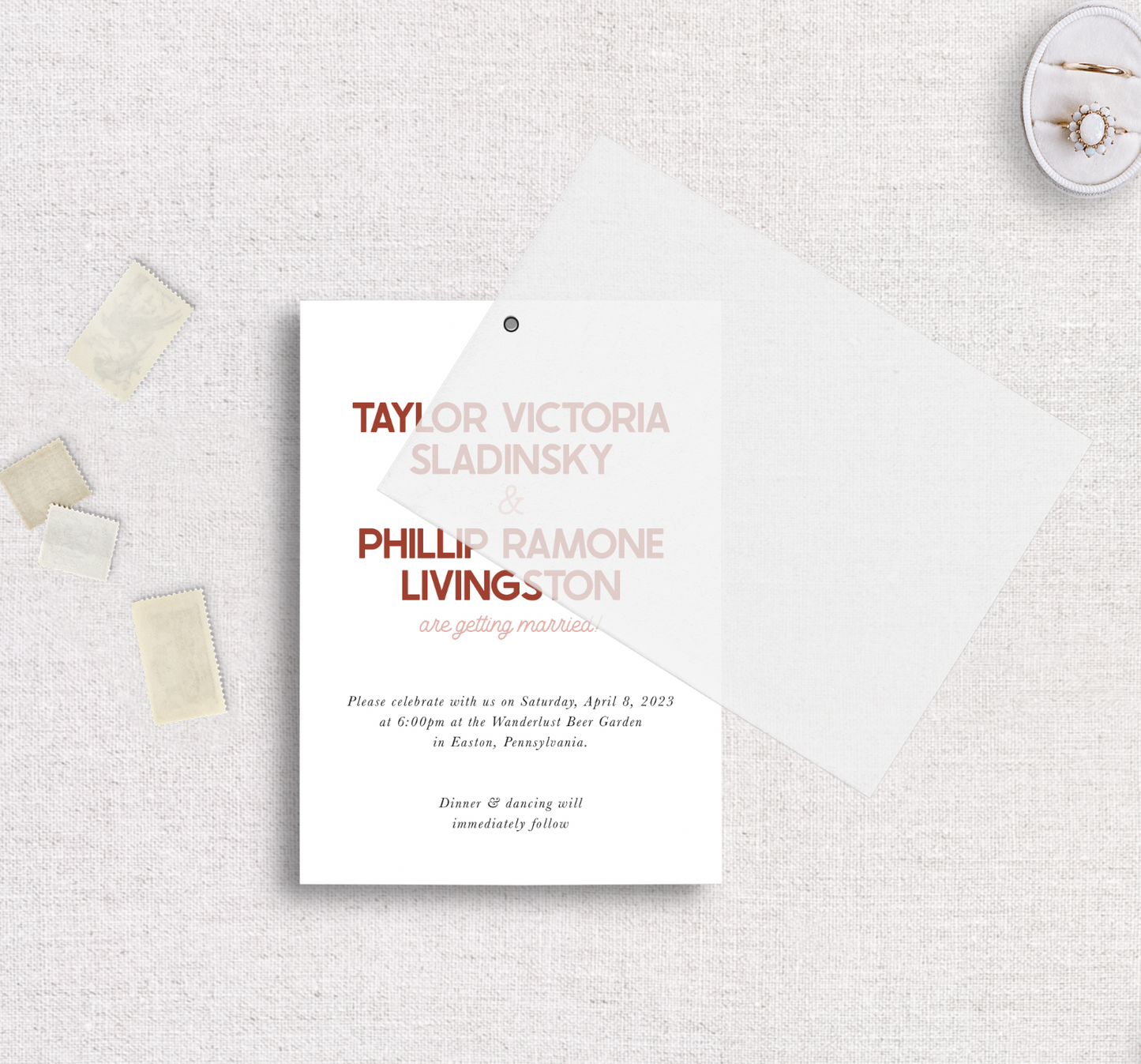 Spicy Neutrals with Vellum Wedding Invitation Set
