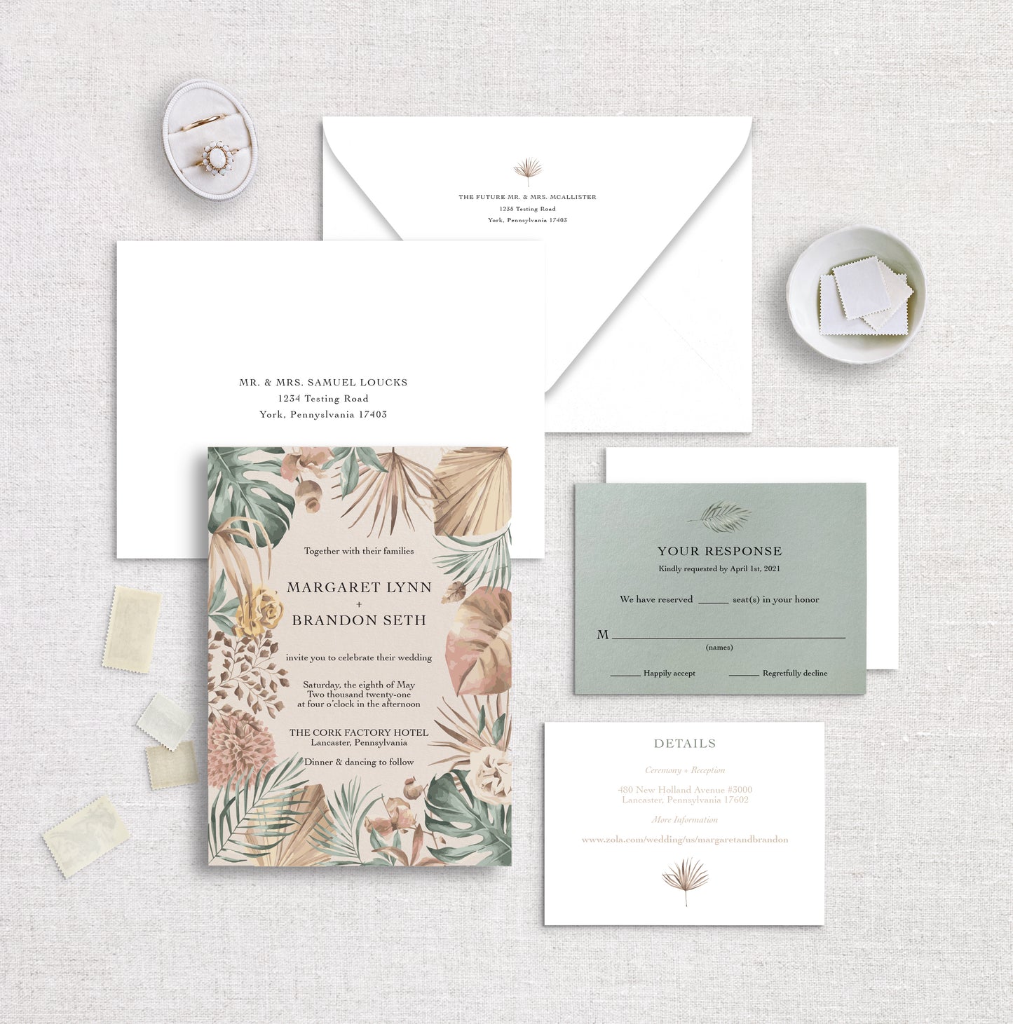 Boho Modern Oasis Wedding Invitation Set
