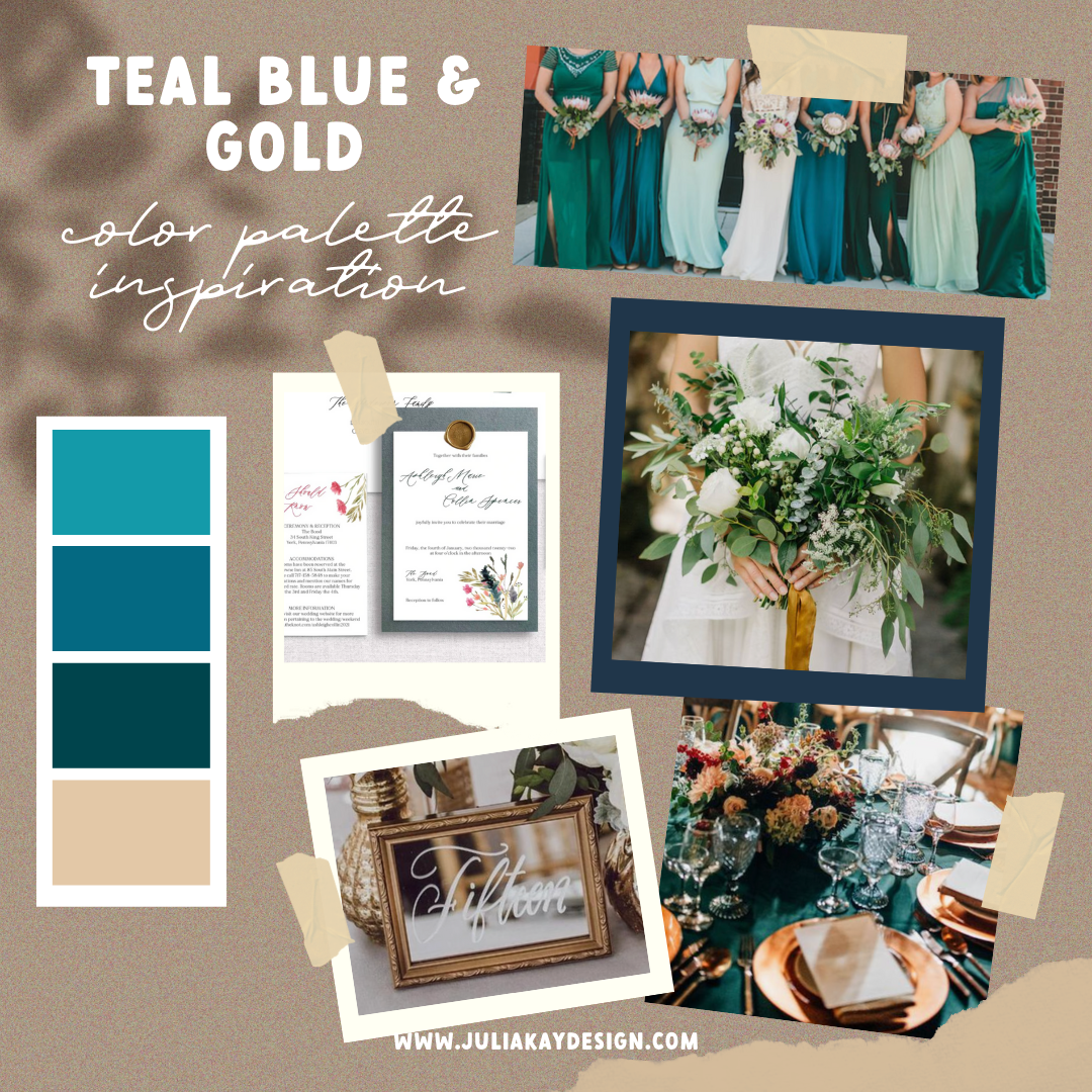 Teal blue & gold wedding inspiration