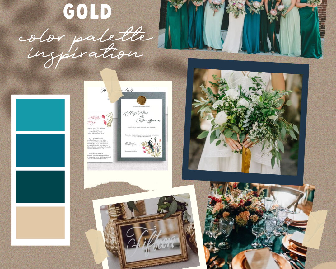 Teal blue & gold wedding inspiration