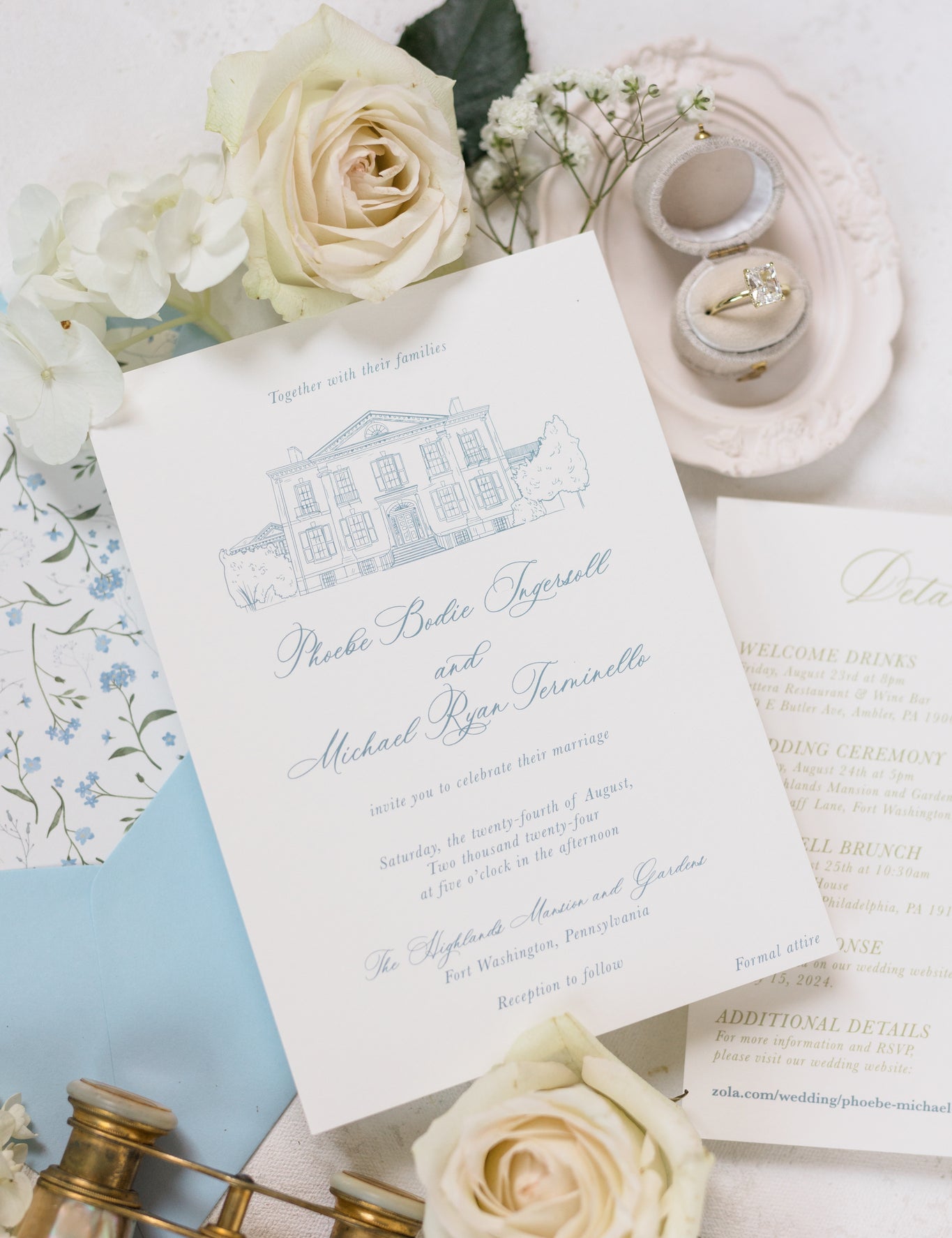 How should I add a wedding venue illustration to my wedding stationery?