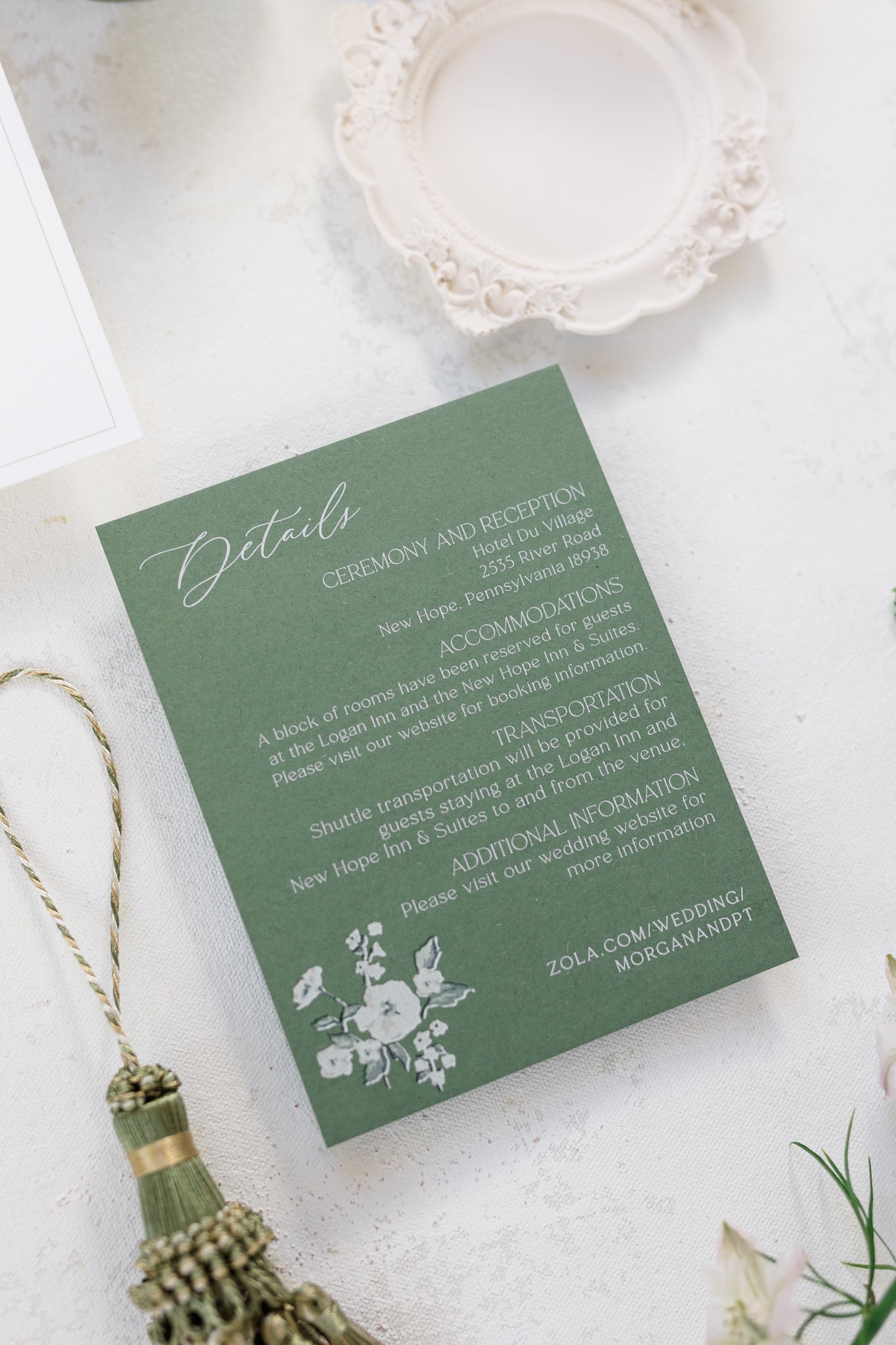What should I include on my wedding details card?