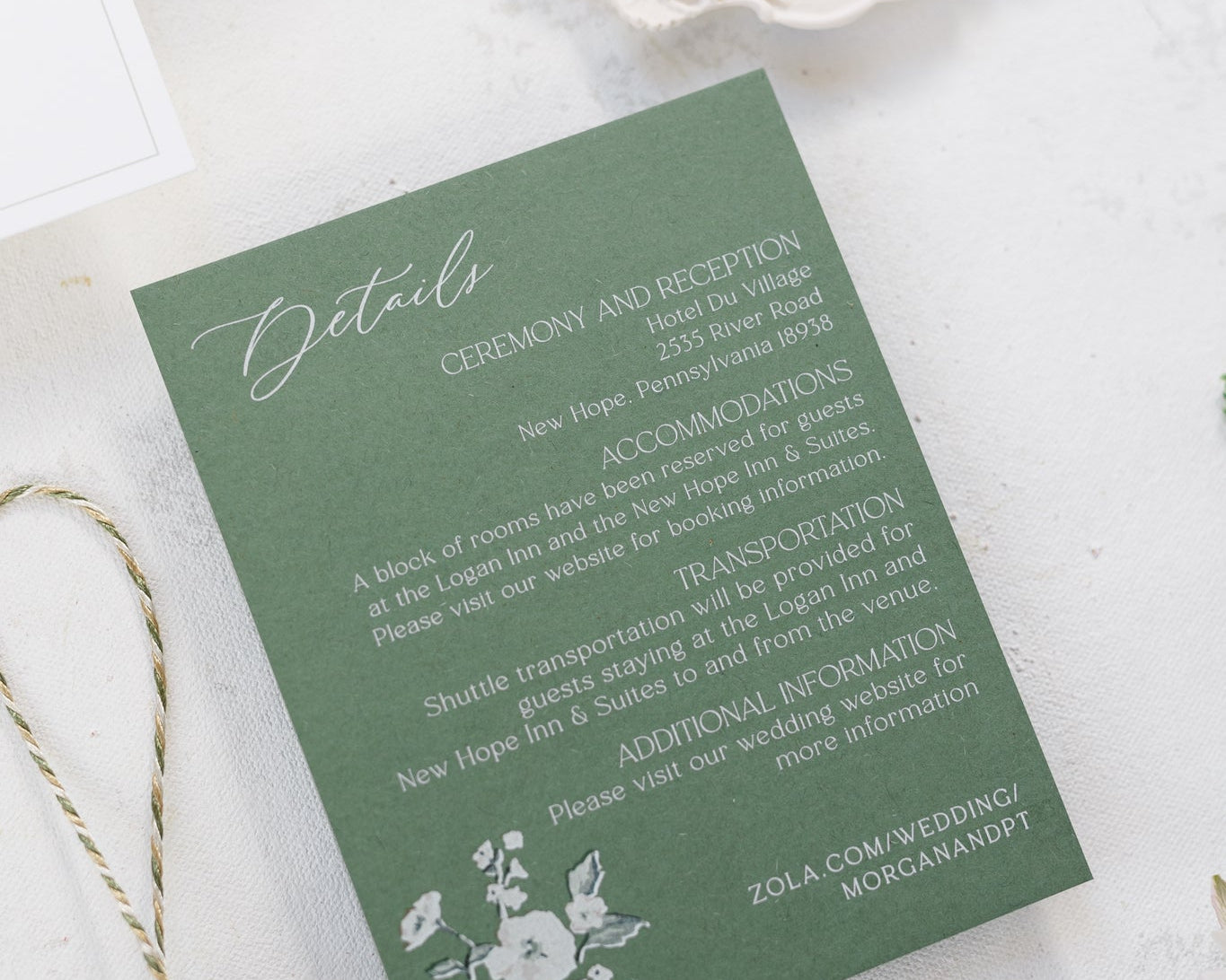 What should I include on my wedding details card?