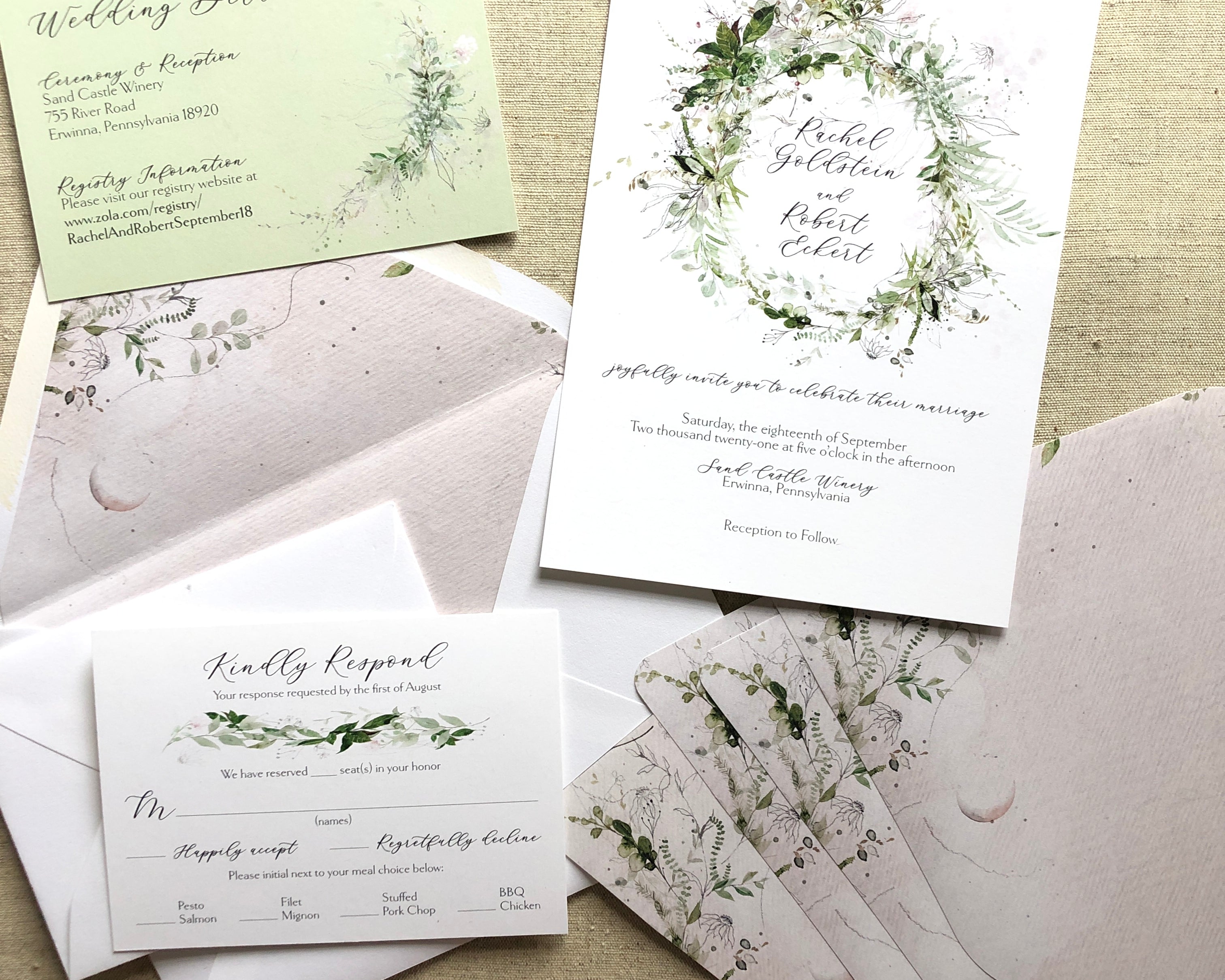 Rachel + Roberts Fairy Garden Wedding Invitations