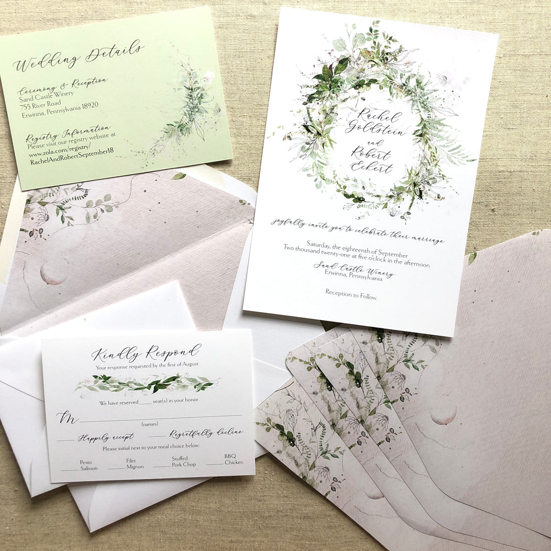 Rachel + Roberts Fairy Garden Wedding Invitations