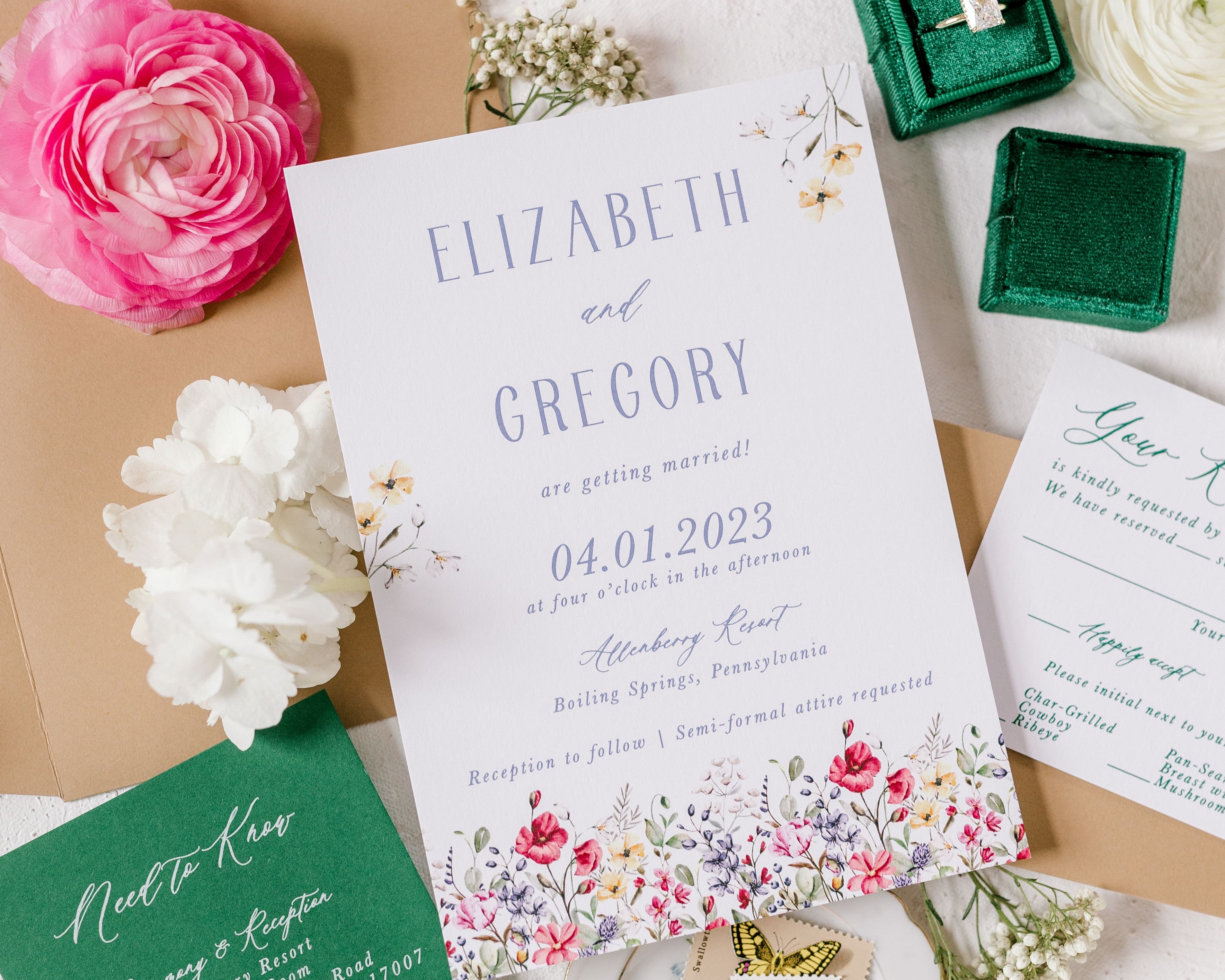 Spring Wildflower Wedding Inspiration: Unique Wedding Invitations and More