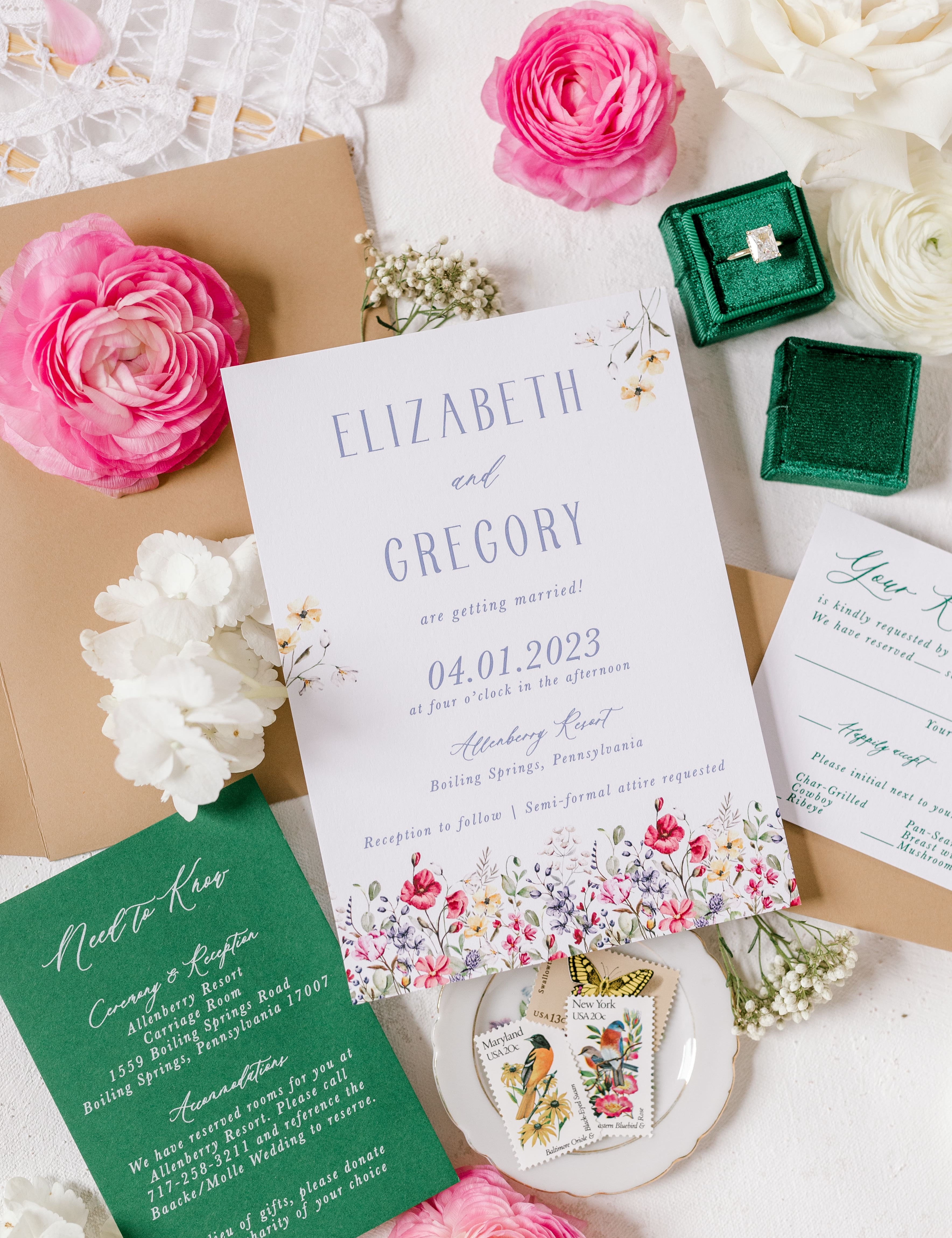 Spring Wildflower Wedding Inspiration: Unique Wedding Invitations and More