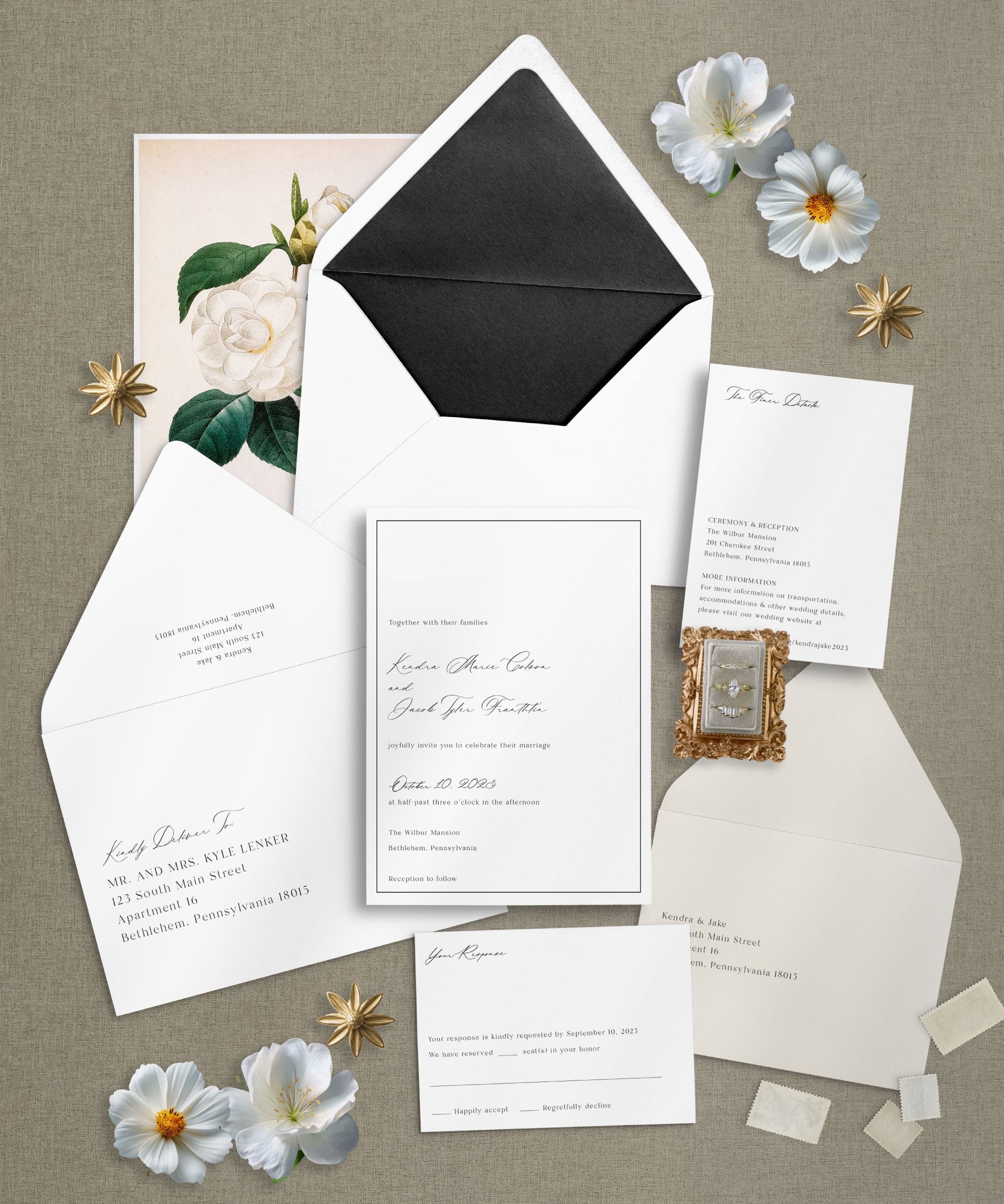 Black and White Space Wedding Stationery