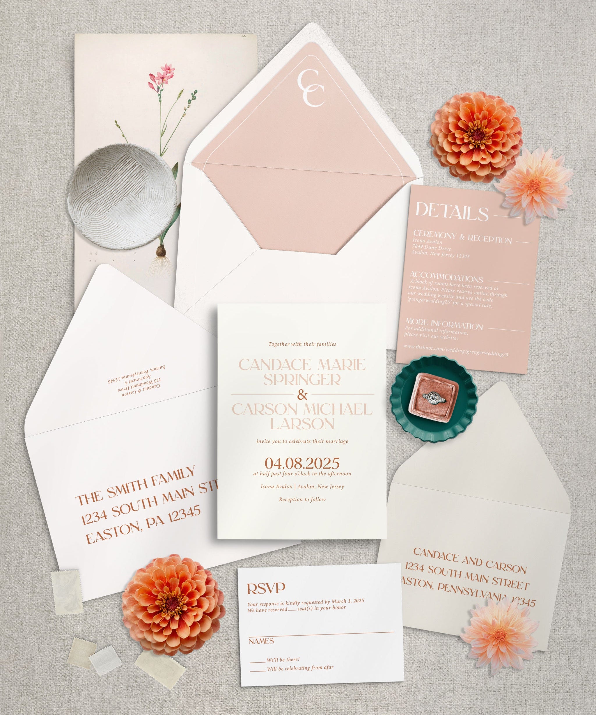 Rusty Peach Wedding Stationery