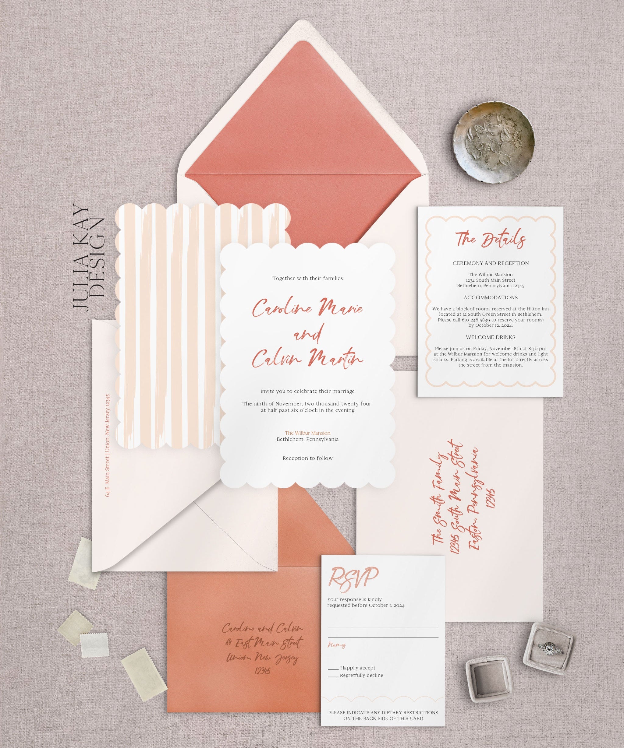Feminine Terracotta Wedding Stationery