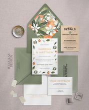 Citrus Greenery Wedding Invitation Set