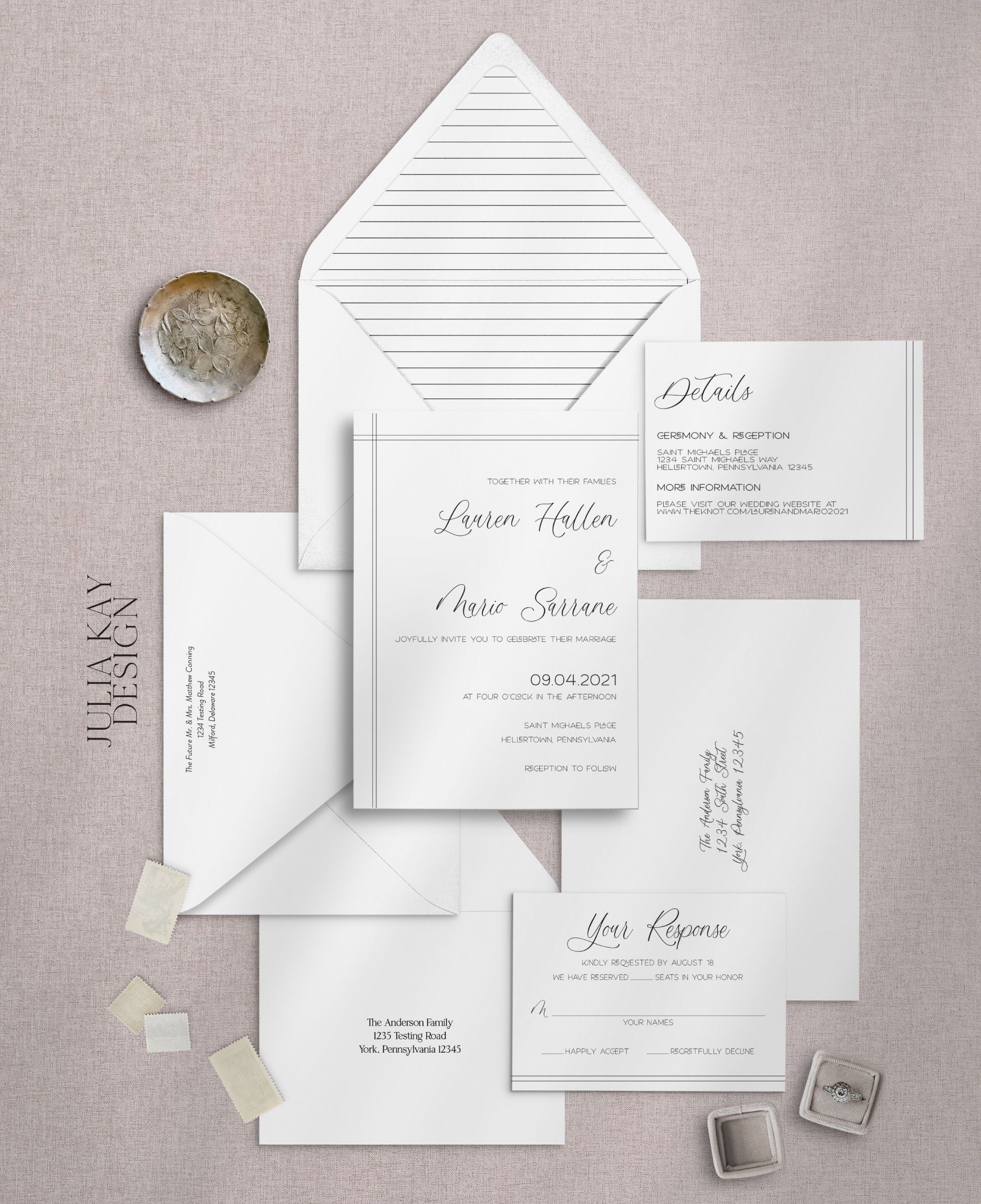 Minimalistic Black & White Wedding Invitation Set