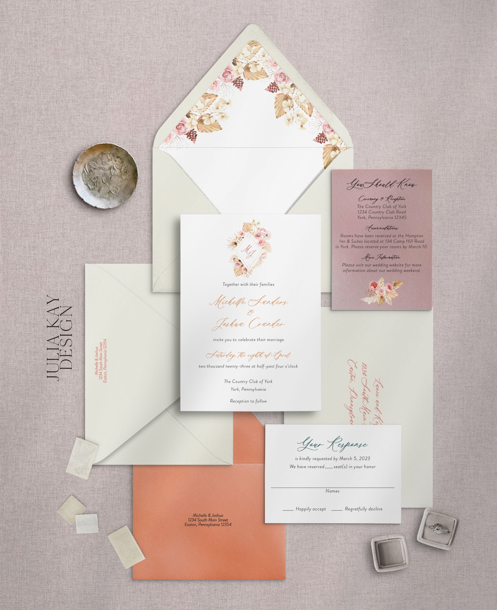 Orchid Sunset Wedding Invitation Set