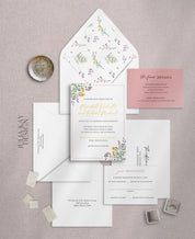 Watercolor Wildflowers Wedding Invitation Set
