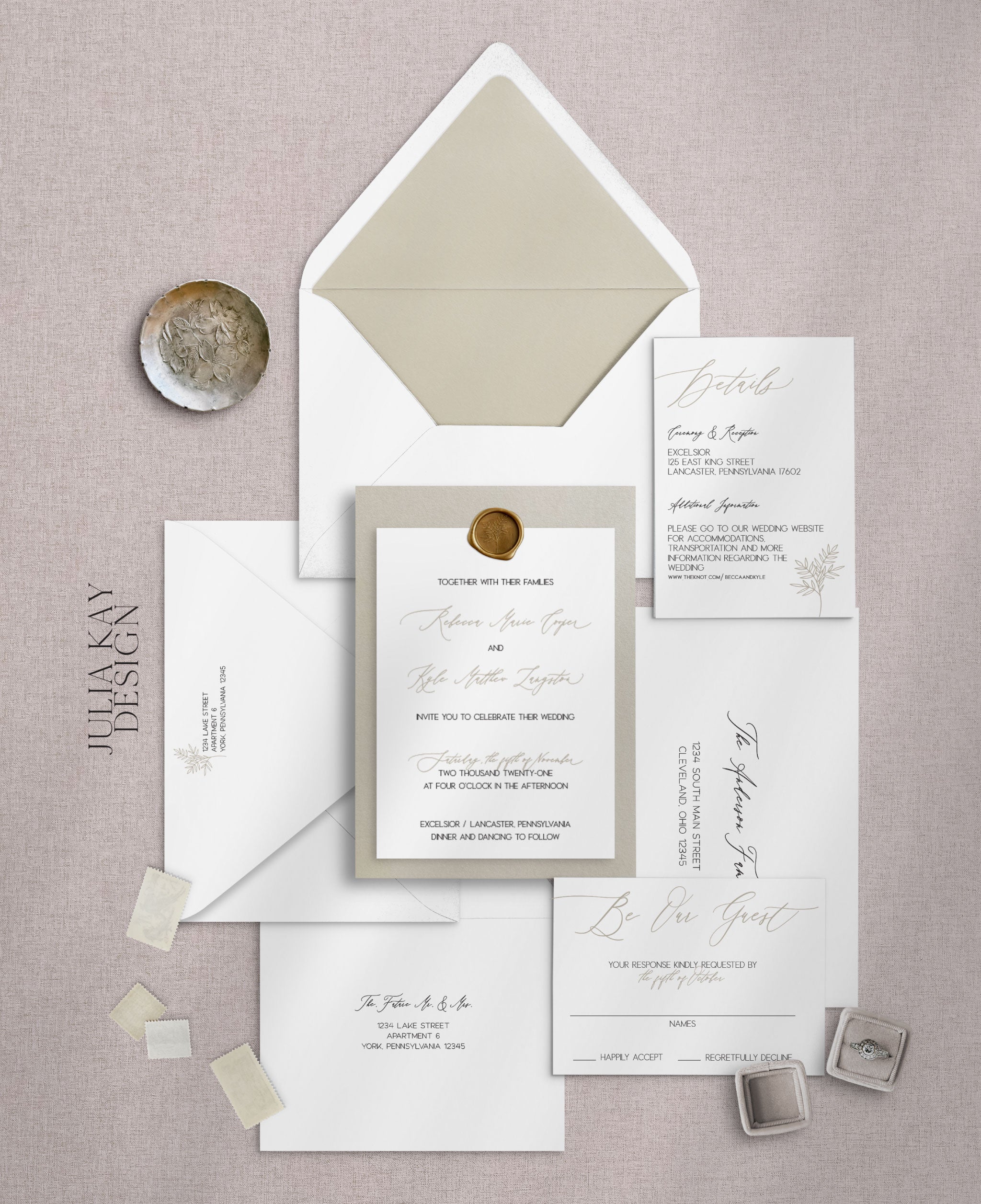 Elegant Double Layer & Wax Seal Wedding Invitation Set