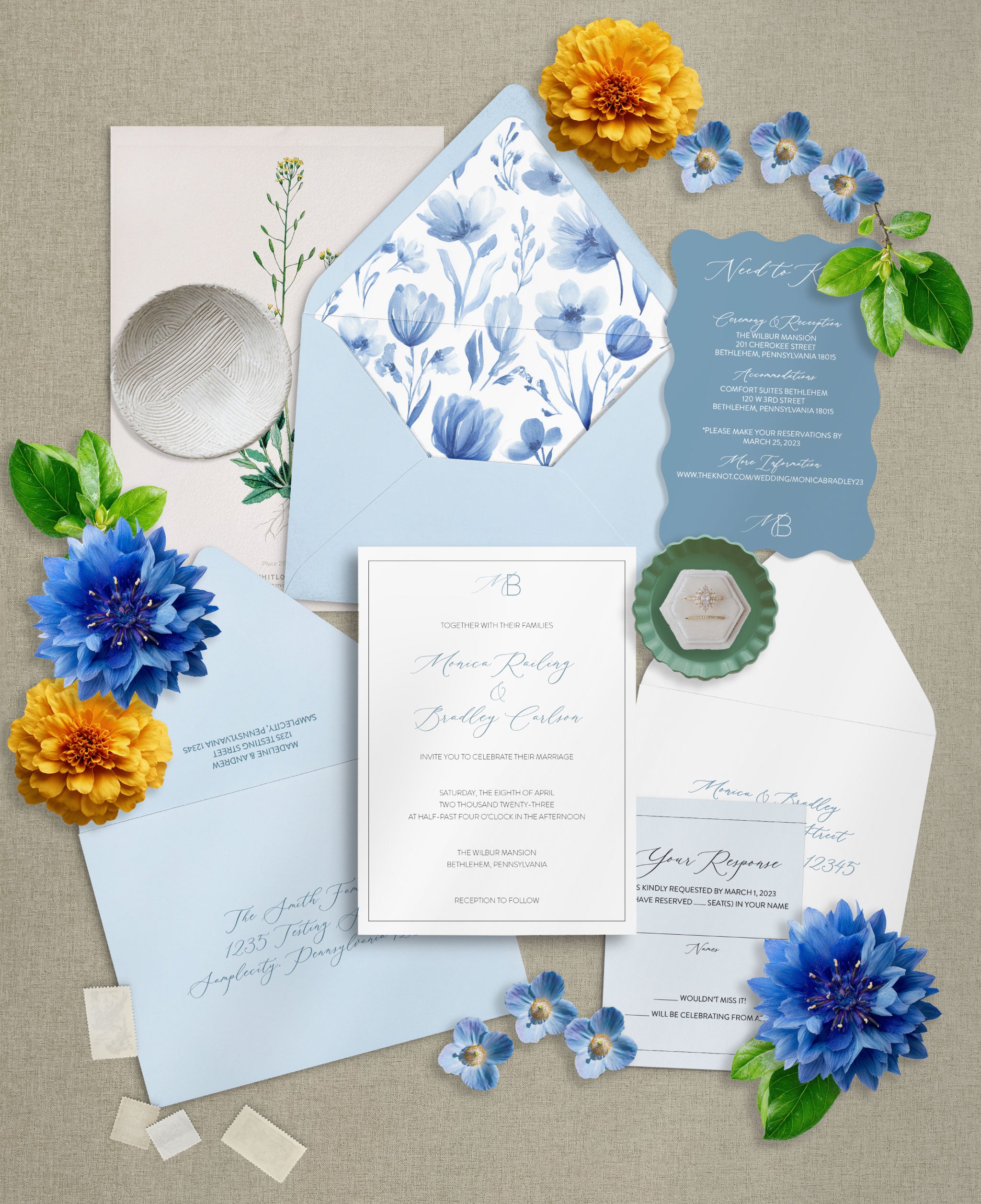 Something Borrowed Something Blue Wedding Invitation Set