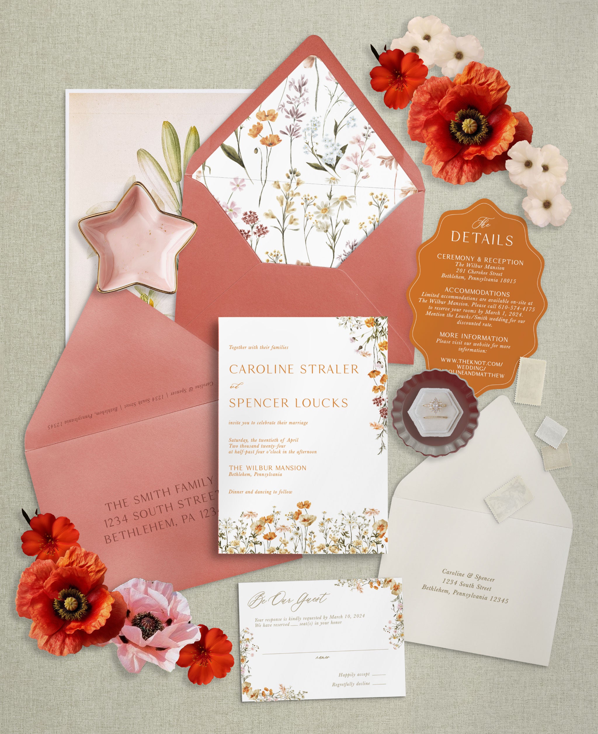 Tuscany Poppies Regular Wedding Invitation Set