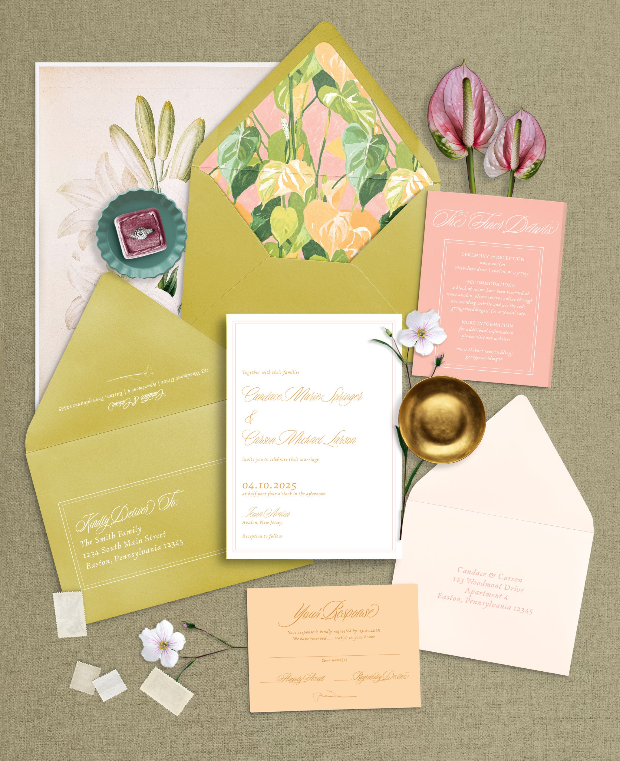 Anthurium Bliss Wedding Invitation Set