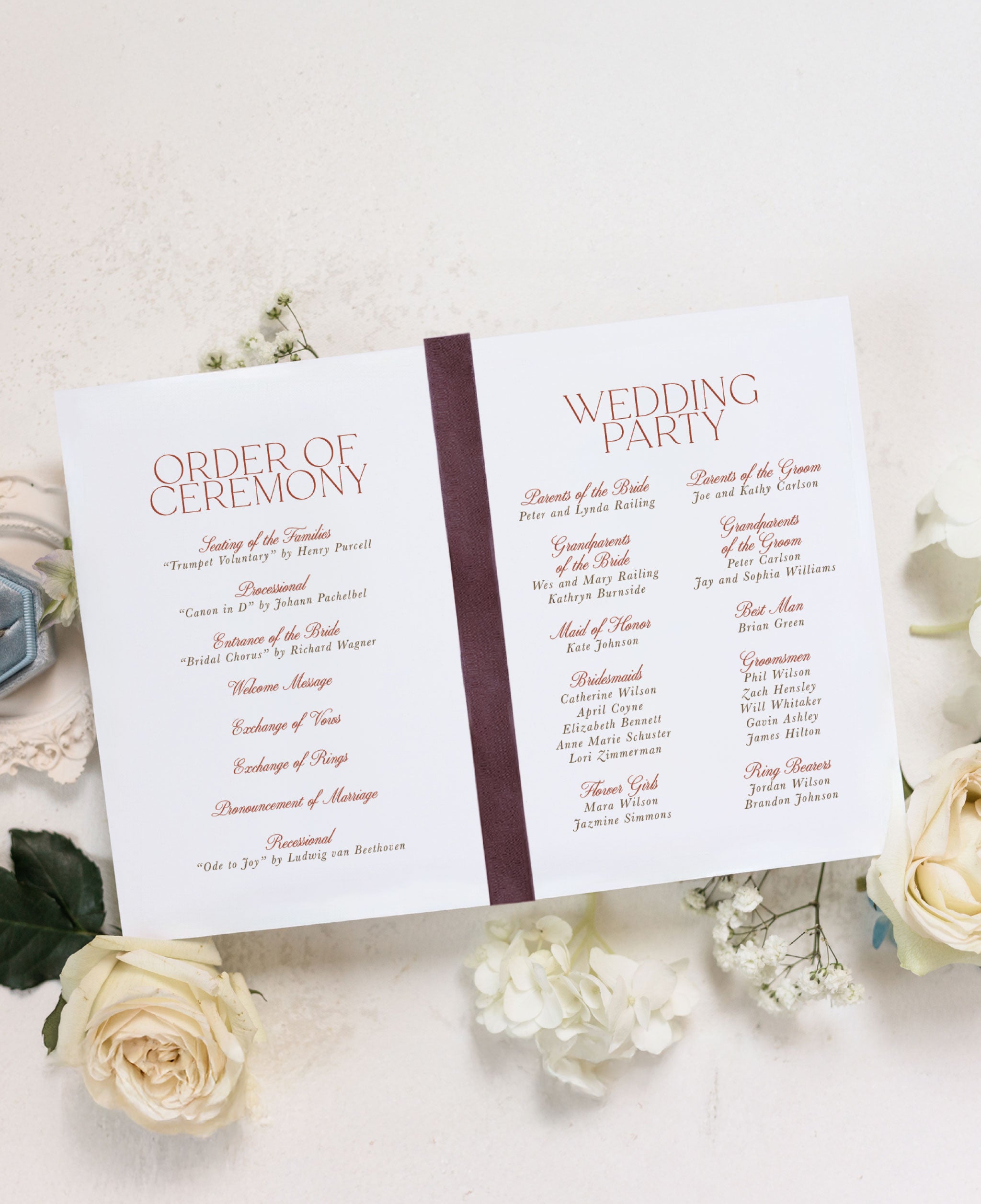 Autumn Elegance Wedding Ceremony Program