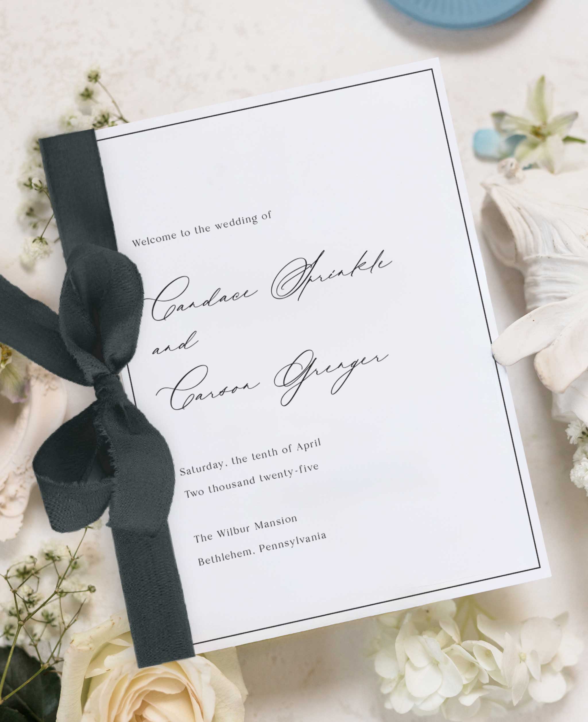 Black and White Space Wedding Ceremony Program