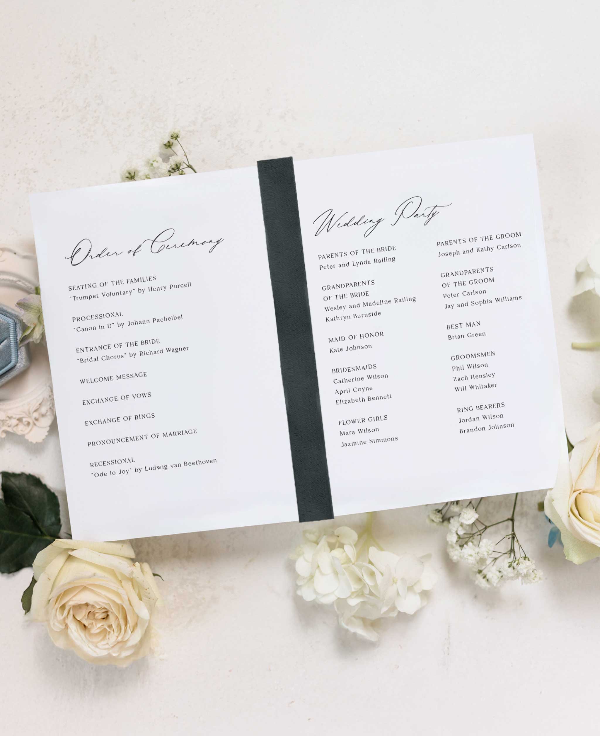 Black and White Space Wedding Ceremony Program