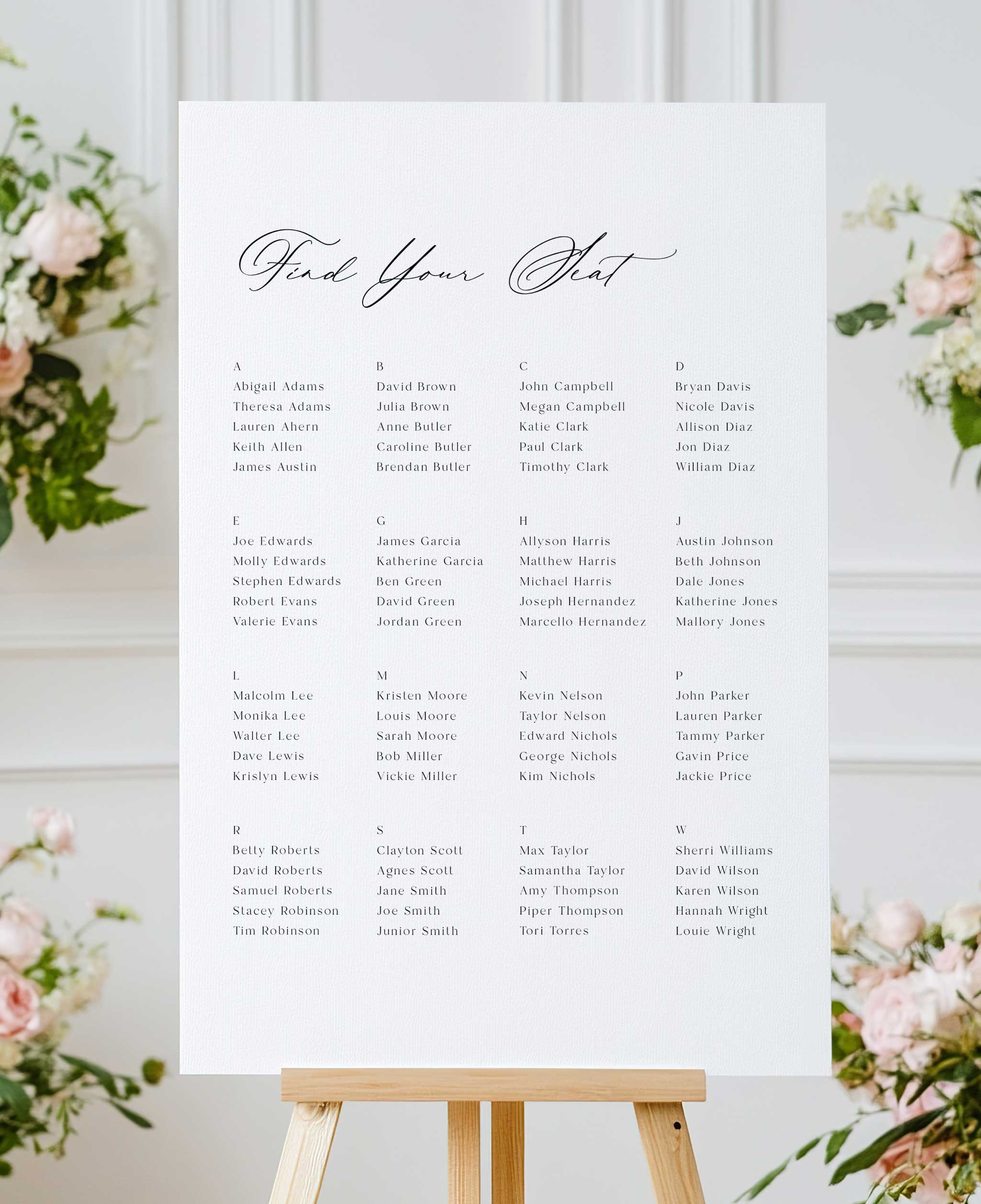 Black and White Space Wedding Seating Chart