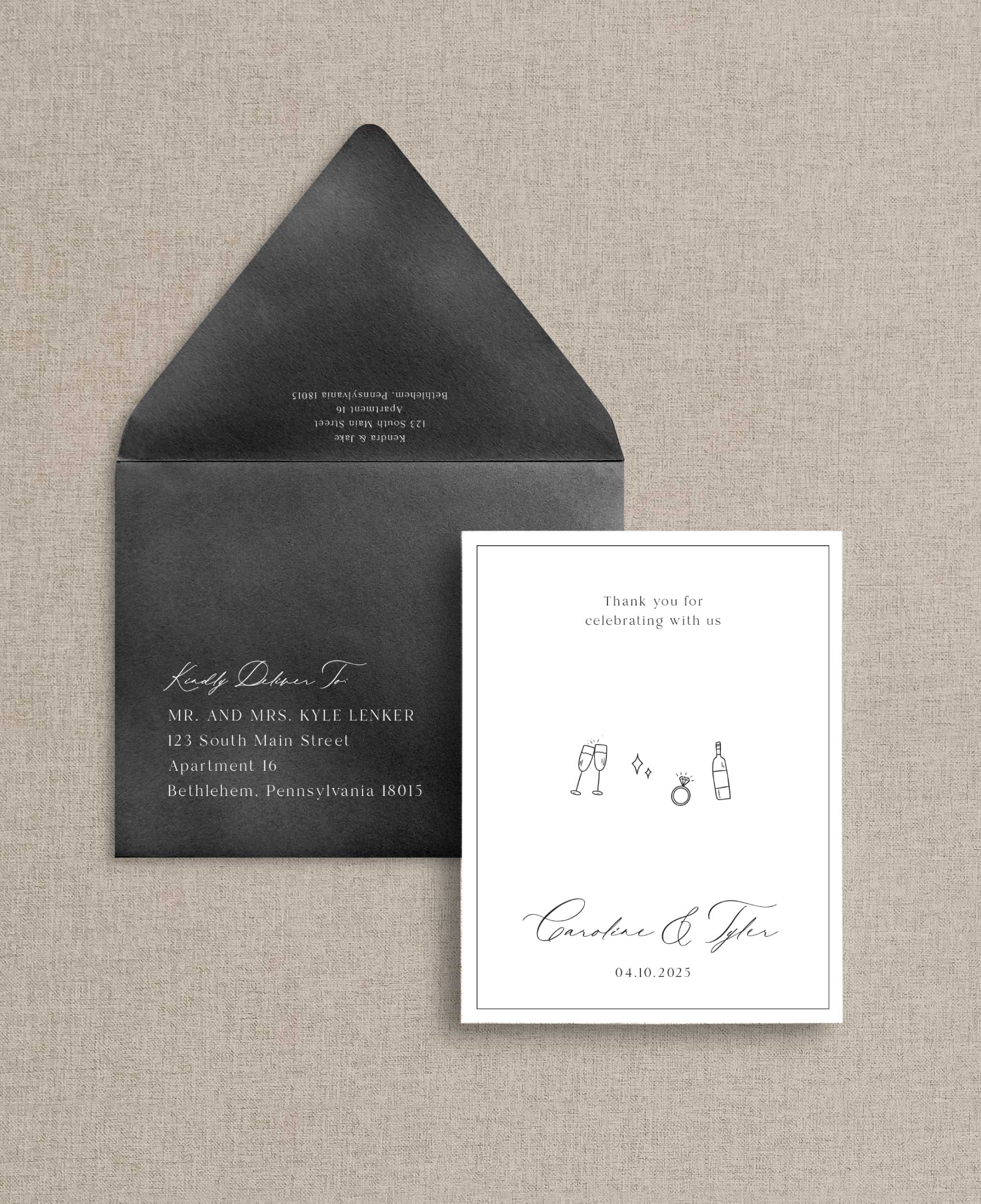 Black and White Space Thank You Cards