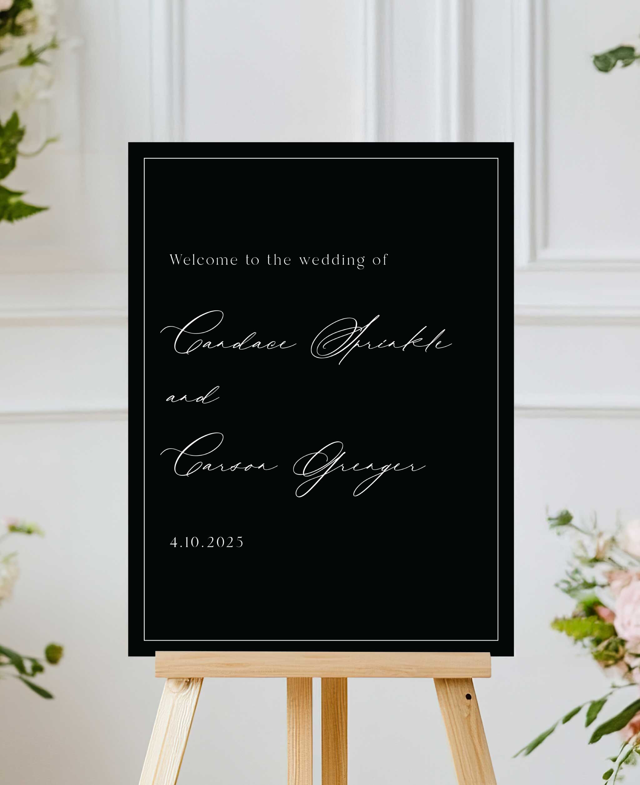 Black and White Space Wedding Welcome Sign