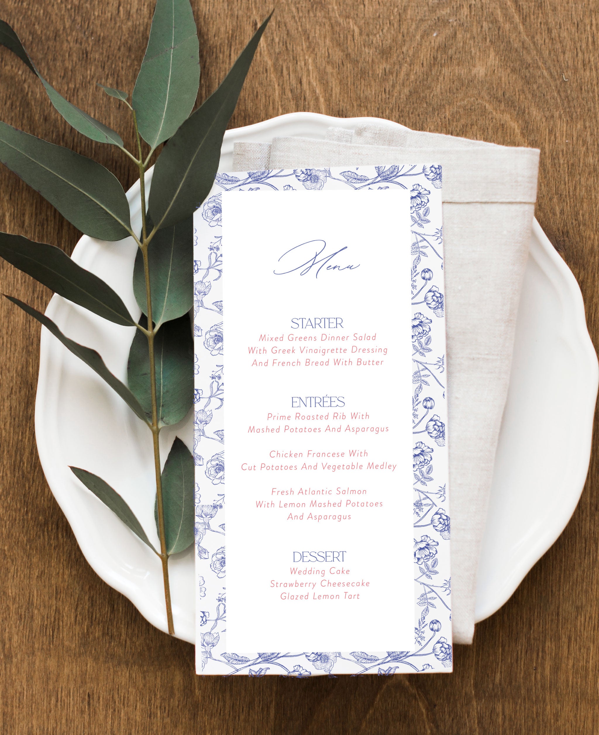 Boldly Bright Wedding Dinner Menu