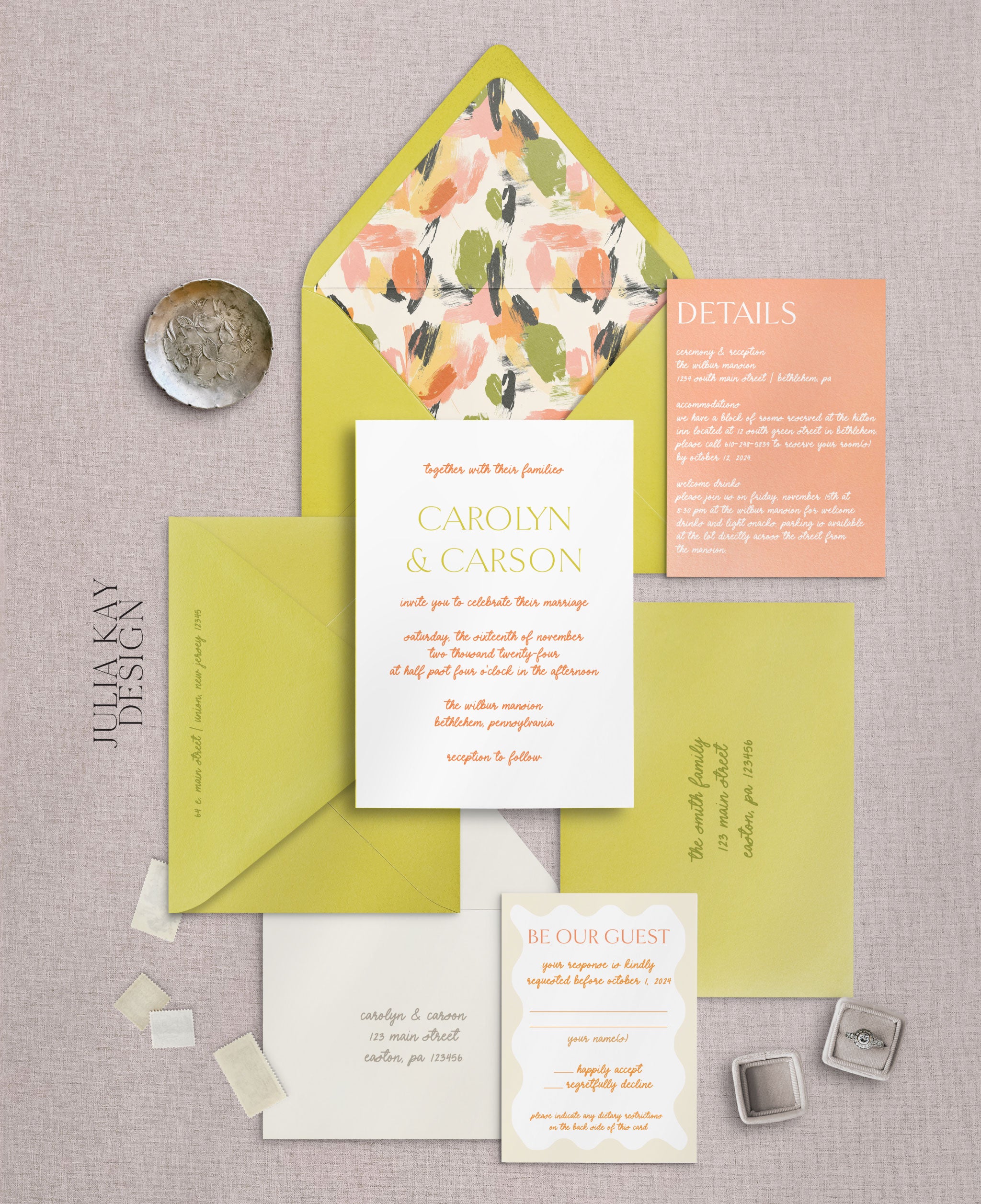 Colorful Script Wedding Invitation Set