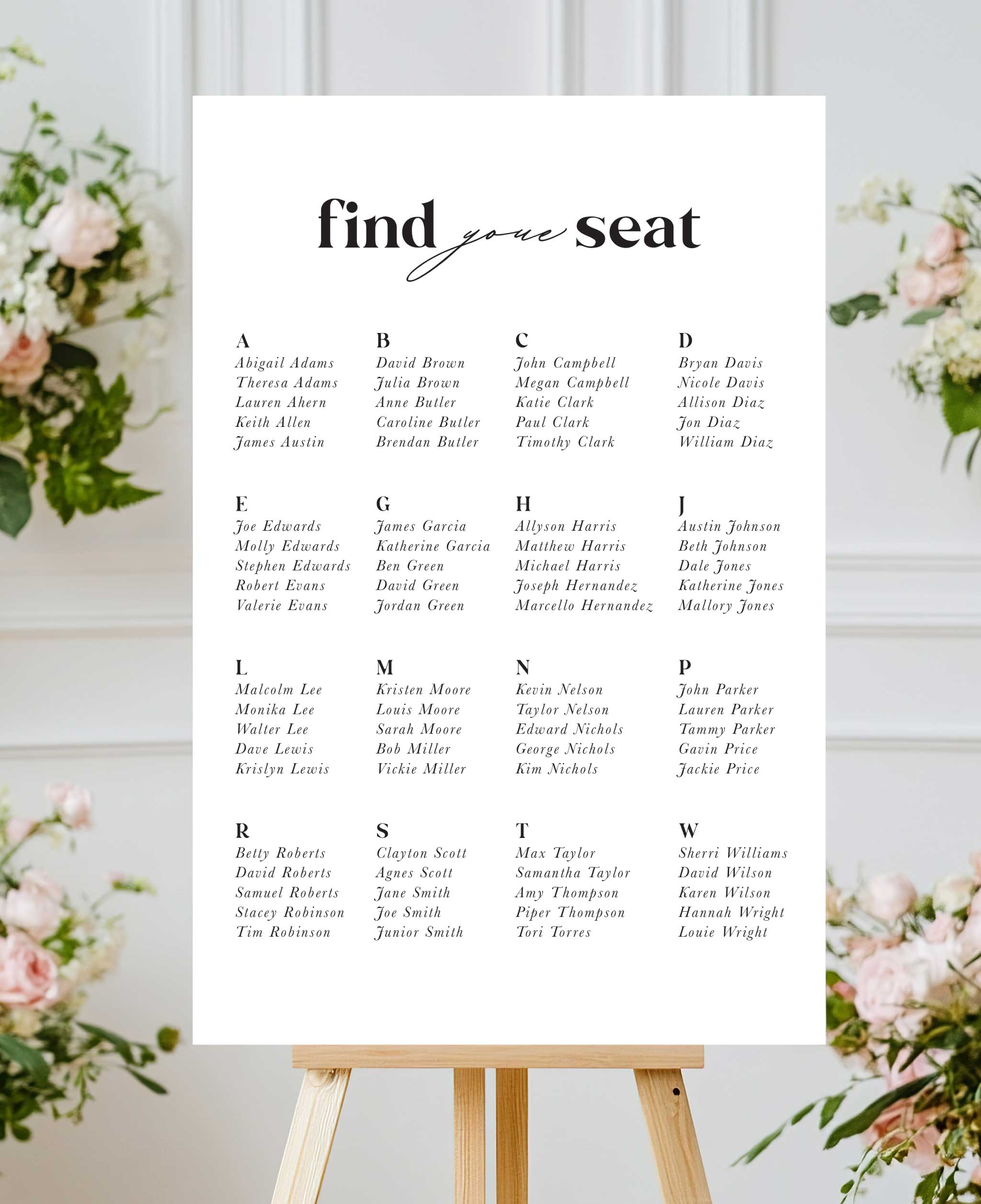 The Keepsake Portrait Wedding Seating Chart